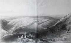 Large Original Antique Print of Jerusalem, Israel, circa 1850