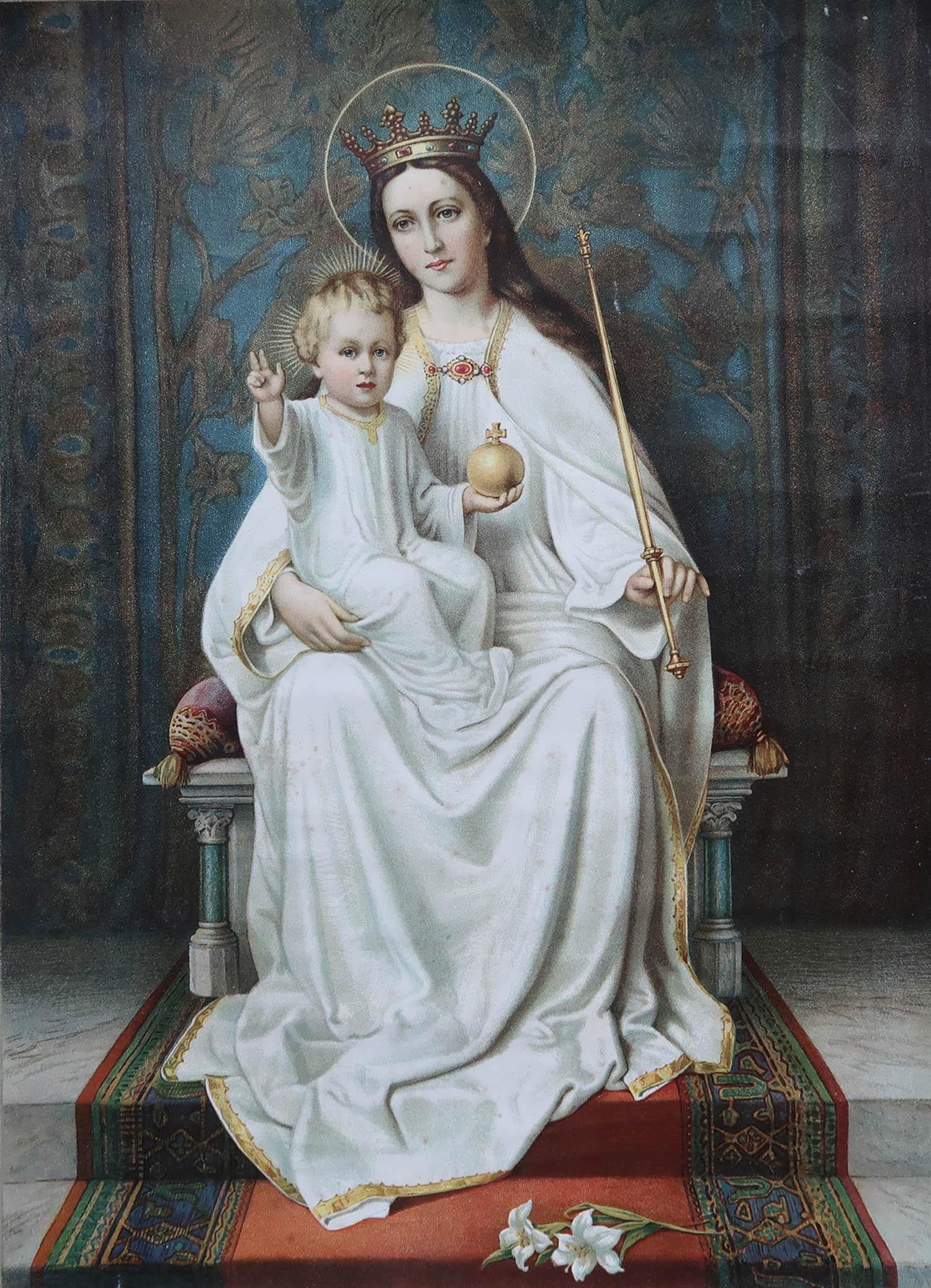 Wonderful image of The Madonna and Child
Chromolithograph
Published, circa 1900
Unframed.
