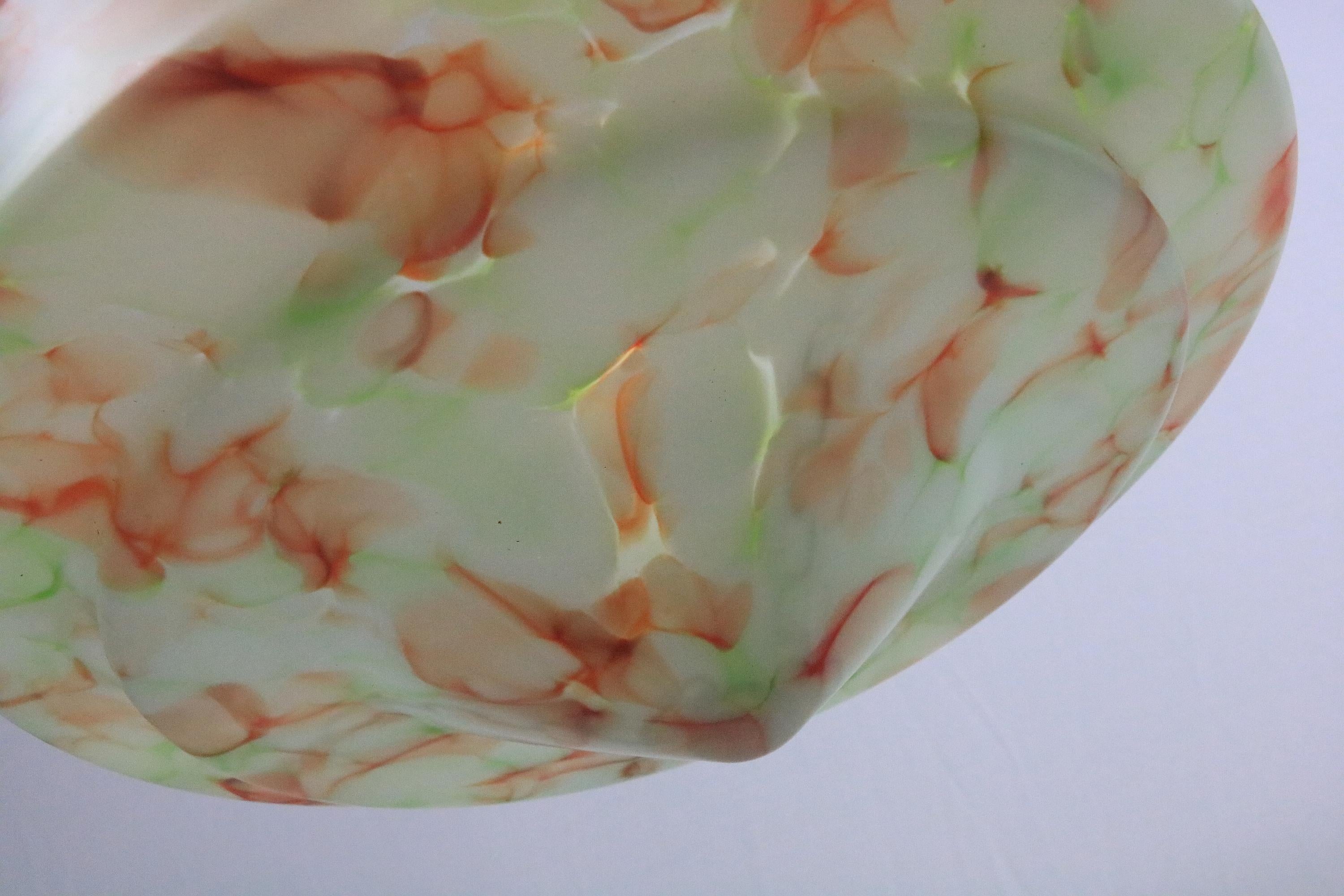 Large Original Art Deco Glass Hanging Light, Lamp, Glass / Brass, 1920s For Sale 3