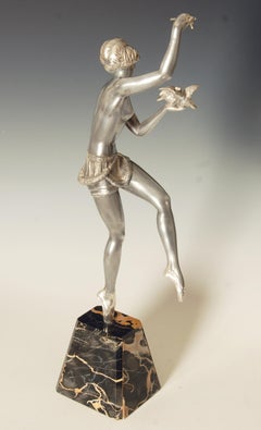 Large Original Art Deco Sculpture of a Dancer with a Marionette
