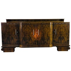 Large Original Art Deco Sideboard made of Walnut with Cherry Ornamentation