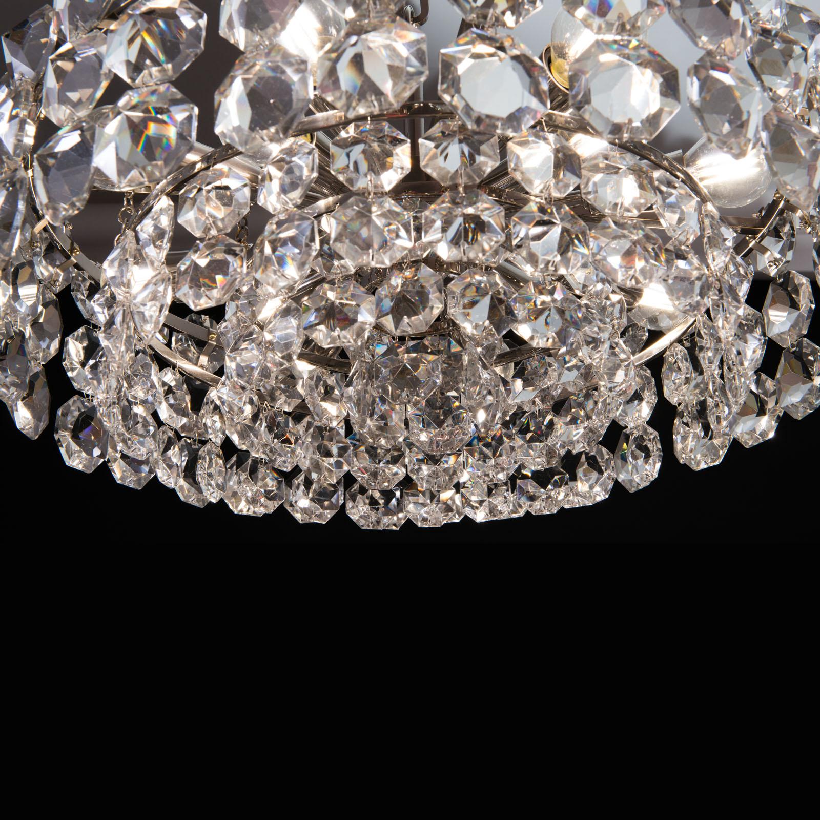 A middle-sized parlour chandelier, with big glass-stones in excellent quality.
The height is just for the chandelier itself, the total drop can be ordered.
On request all antiques and pieces of arts are delivered with an expertise made out by a