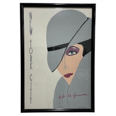 Serigrafia originale BB La Femme "New York City" di grandi dimensioni con cornice, pronta da appendere