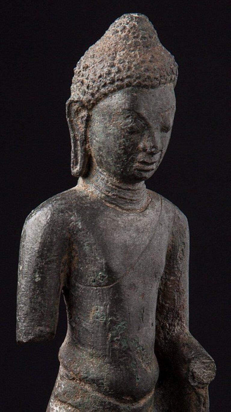 18th Century and Earlier Large Original Bronze Pyu Buddha Statue from Burma Original Buddhas For Sale