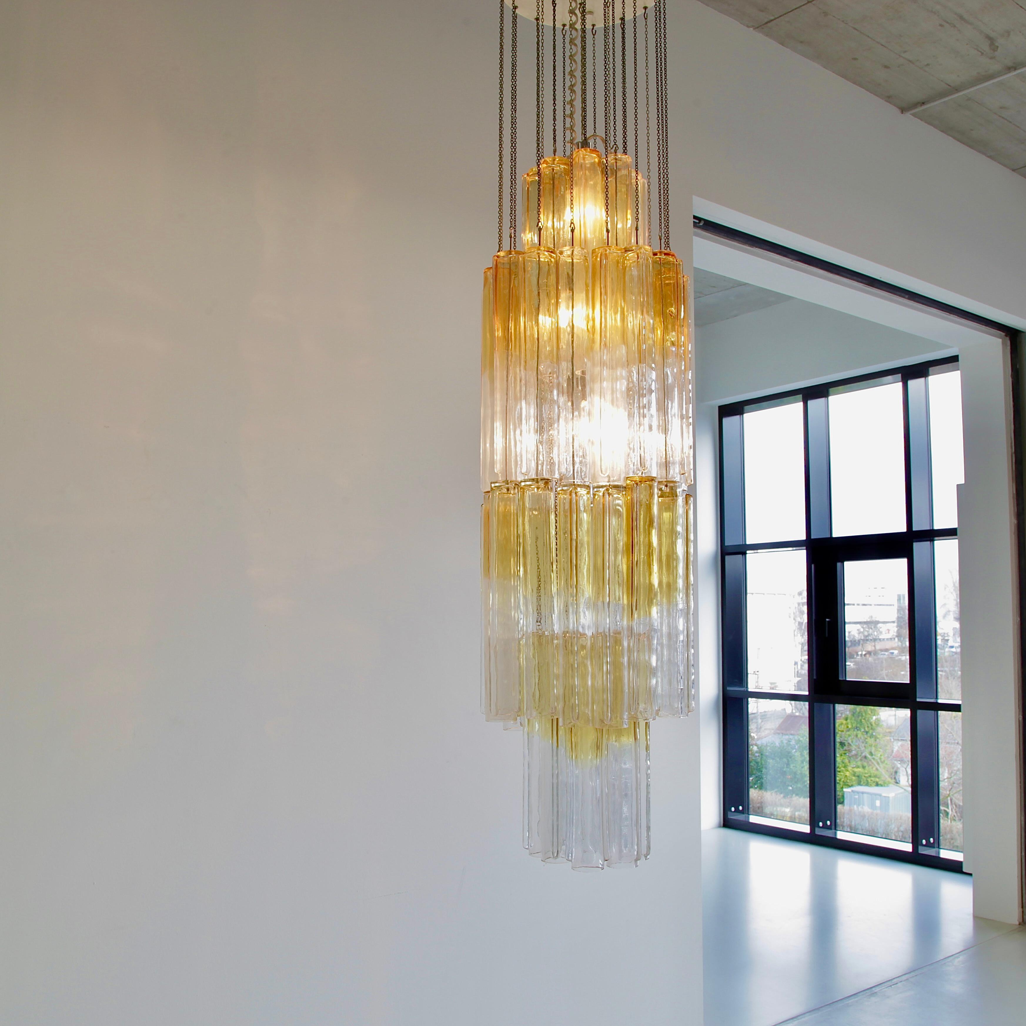 Large Original 'CALZA' Glass Chandelier by Venini, Italy 1960's For Sale 2