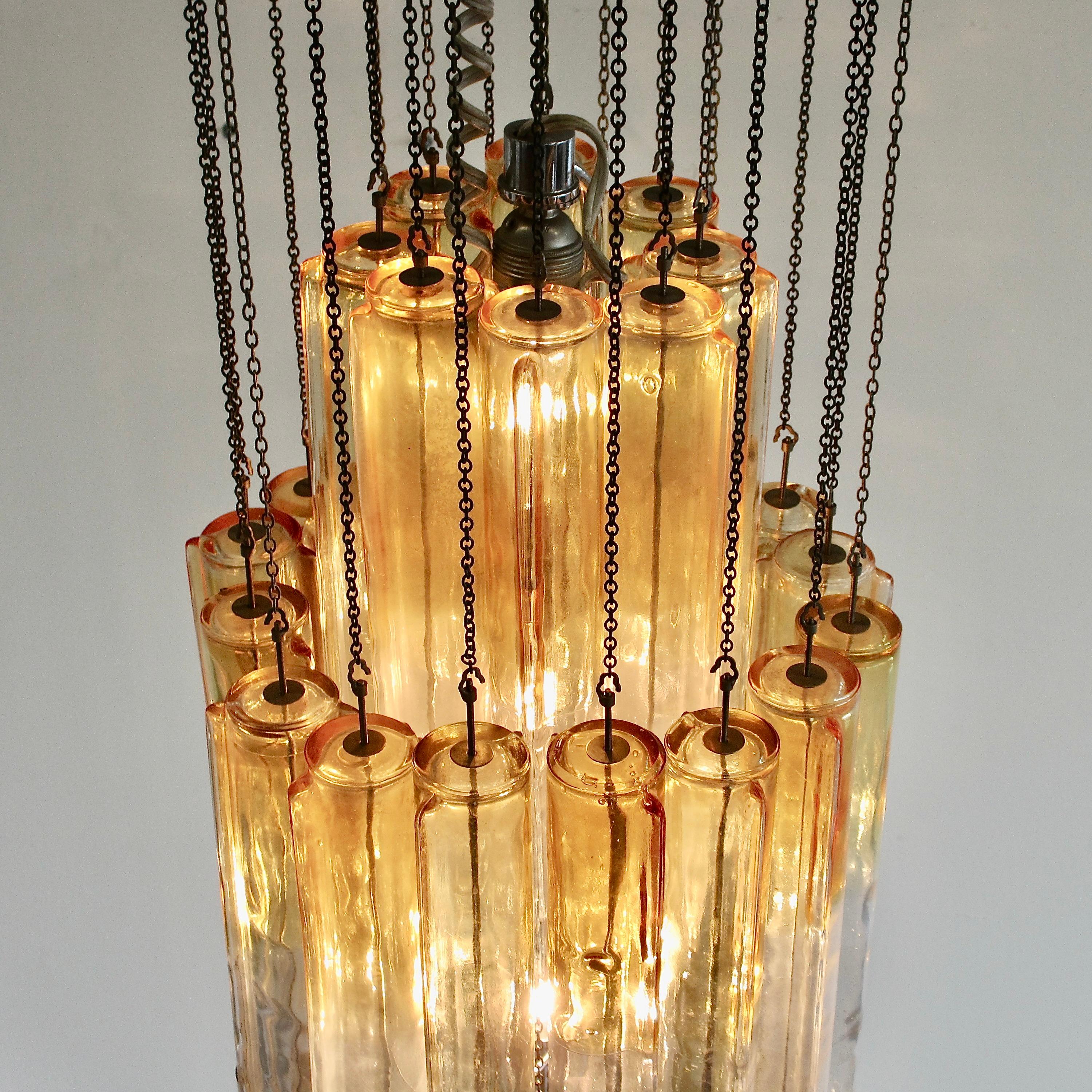 Mid-Century Modern Large Original 'CALZA' Glass Chandelier by Venini, Italy 1960's For Sale