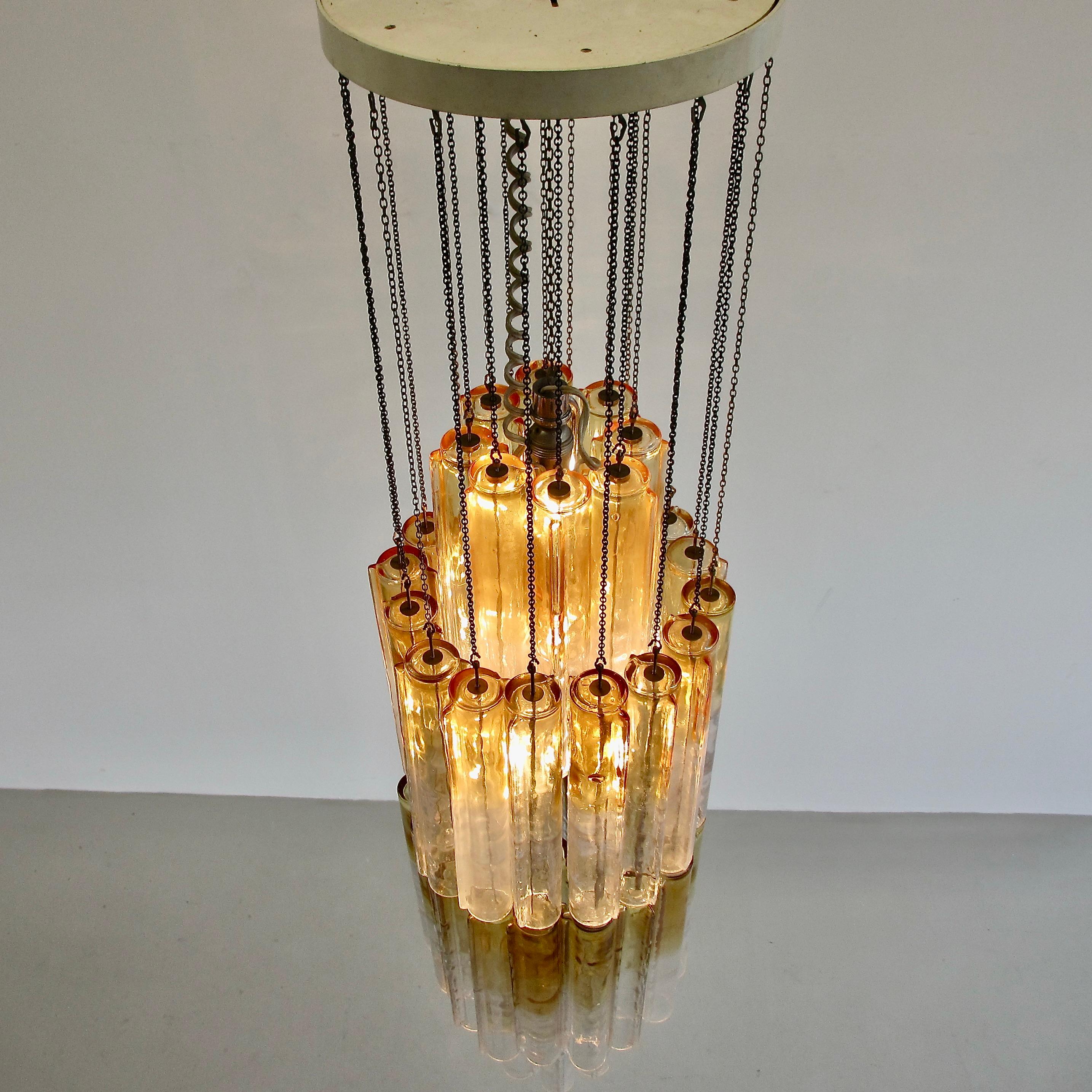 Italian Large Original 'CALZA' Glass Chandelier by Venini, Italy 1960's For Sale