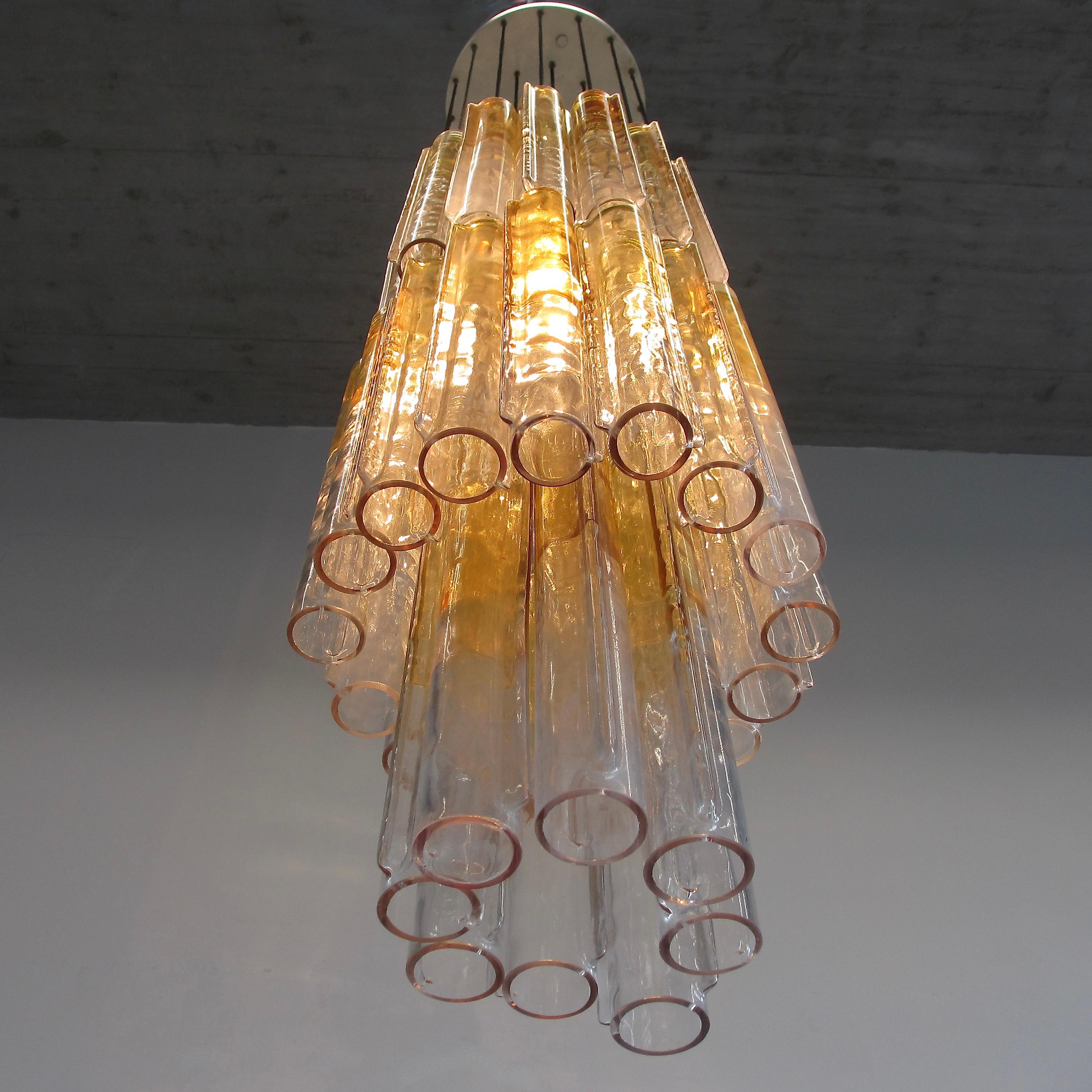 Mid-20th Century Large Original 'CALZA' Glass Chandelier by Venini, Italy 1960's For Sale