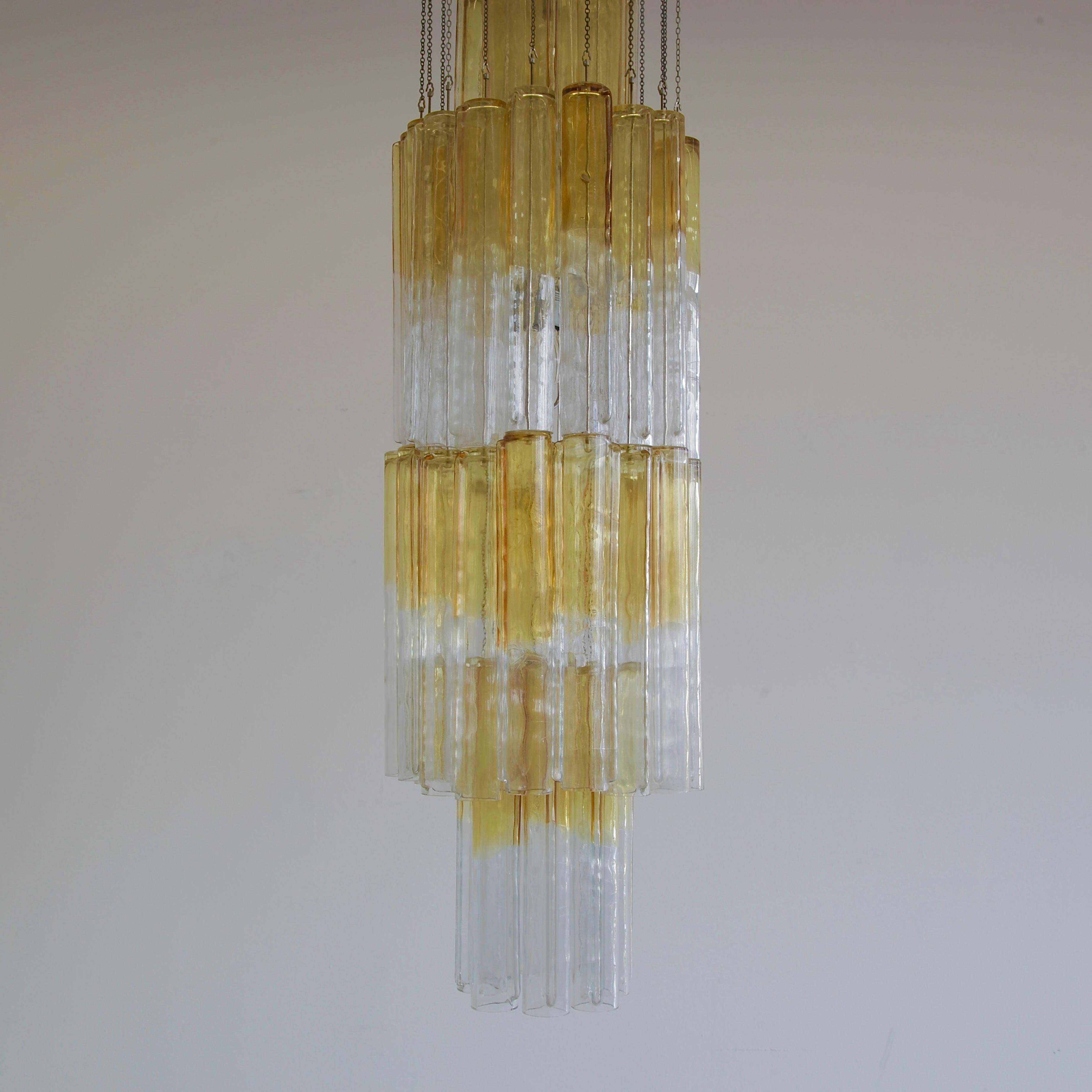 Blown Glass Large Original 'CALZA' Glass Chandelier by Venini, Italy 1960's For Sale