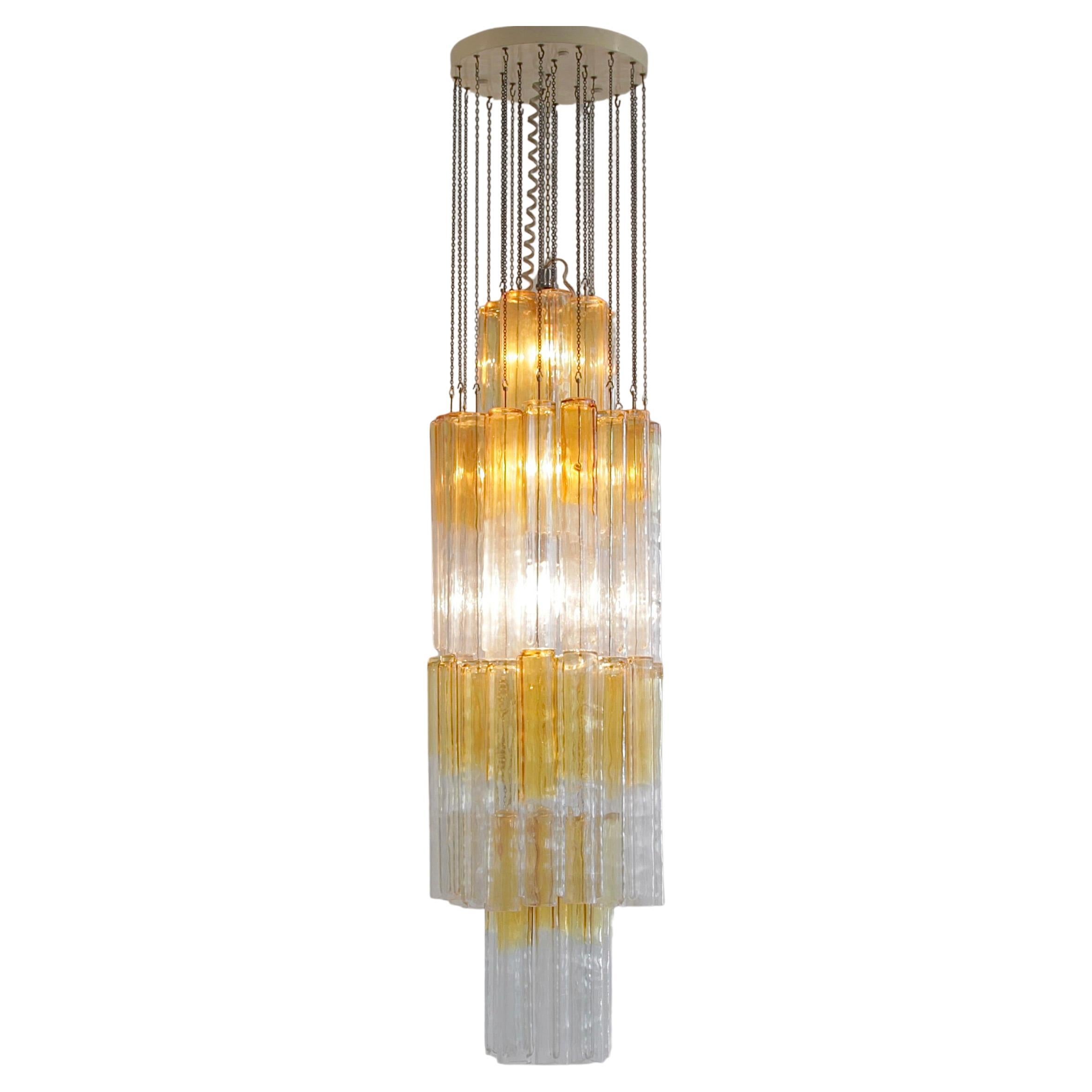 Large Original 'CALZA' Glass Chandelier by Venini, Italy 1960's For Sale