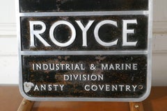 Large Original Cast Aluminium Rolls Royce Garage Wall Plaque