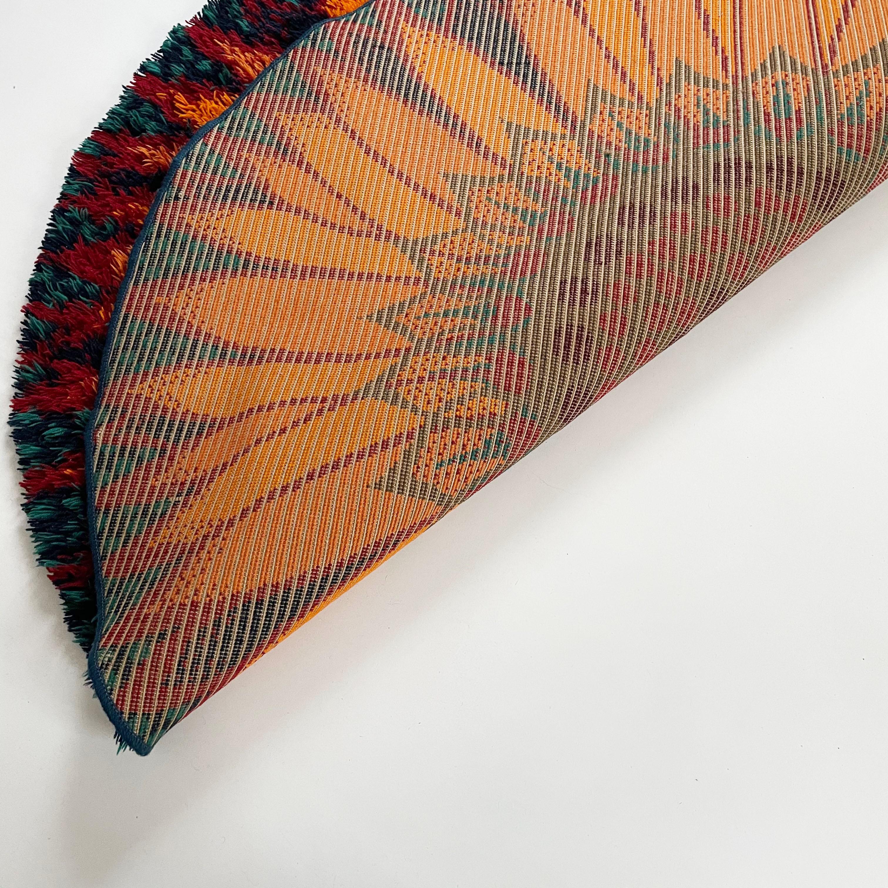 Grand tapis Rya danois psychédélique à poils hauts d'origine par Ege Taepper Deluxe, 1970 7