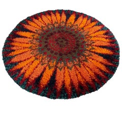 Large Original Danish High Pile Psychedelic Rya Rug by Ege Taepper Deluxe, 1970s