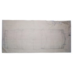 Large Original Drawing by Gio Ponti, 1952, Created for Touring Carrozzeria Milan