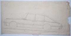 Large Original Drawing by Gio Ponti for Touring Carrozzeria, Milan, 1952