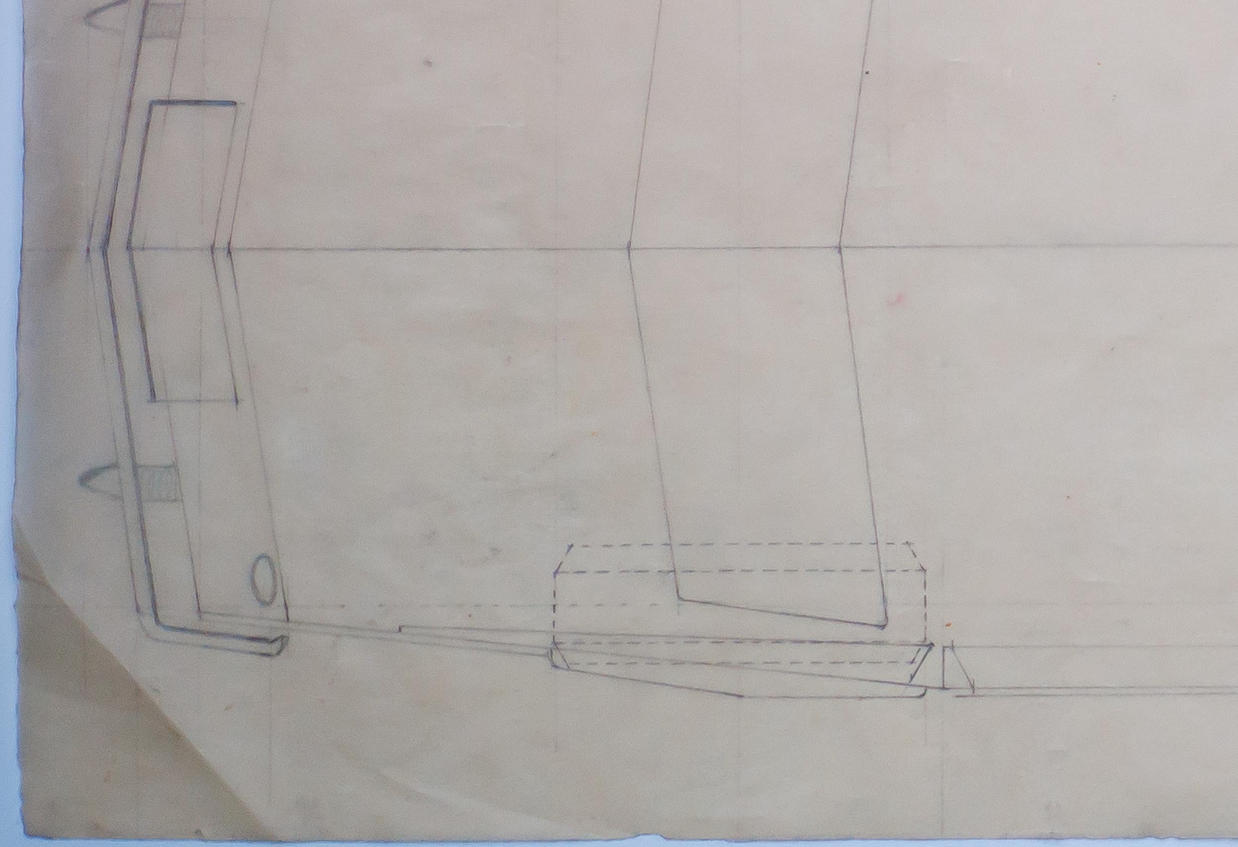 Modern Large Original Drawing by Gio Ponti for Touring Carrozzeria Milan, 1952 For Sale