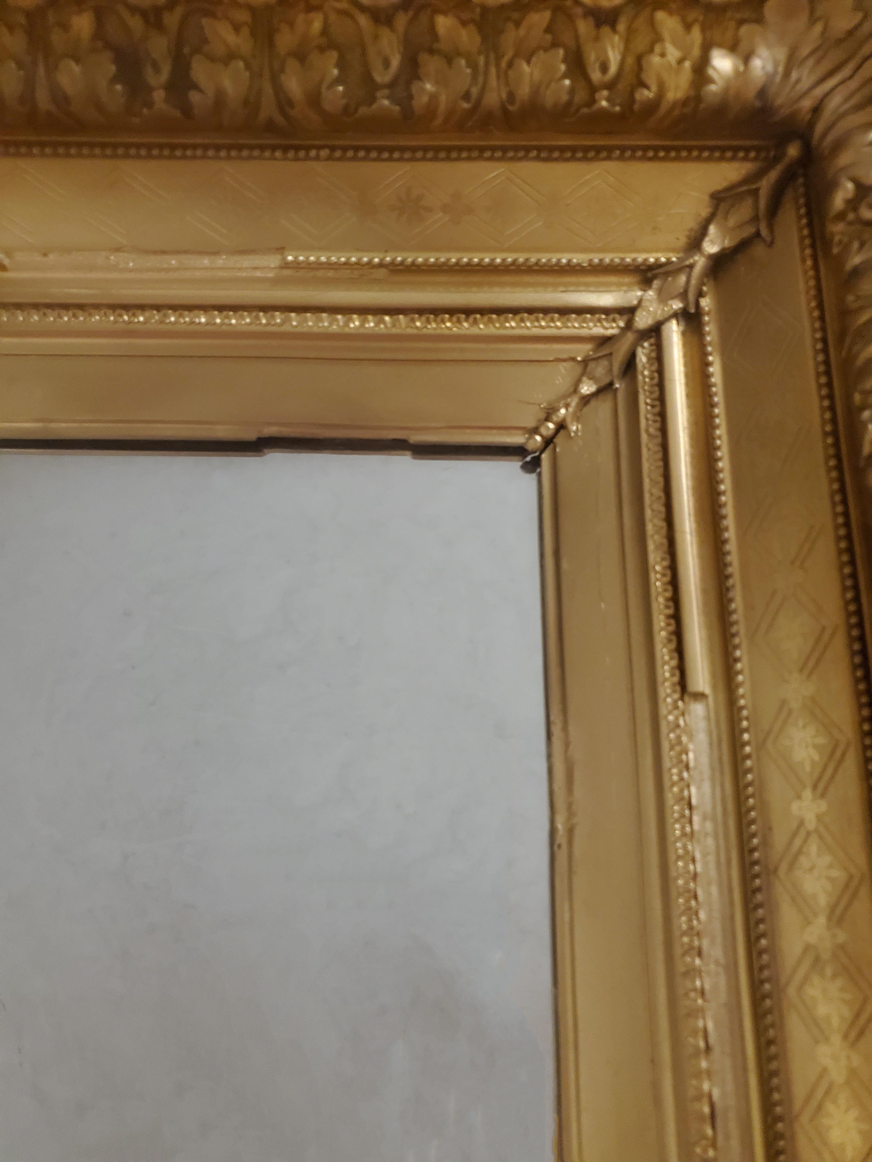 Large Original French Gilt Wood and Gesso Antique Wall Mirror 8