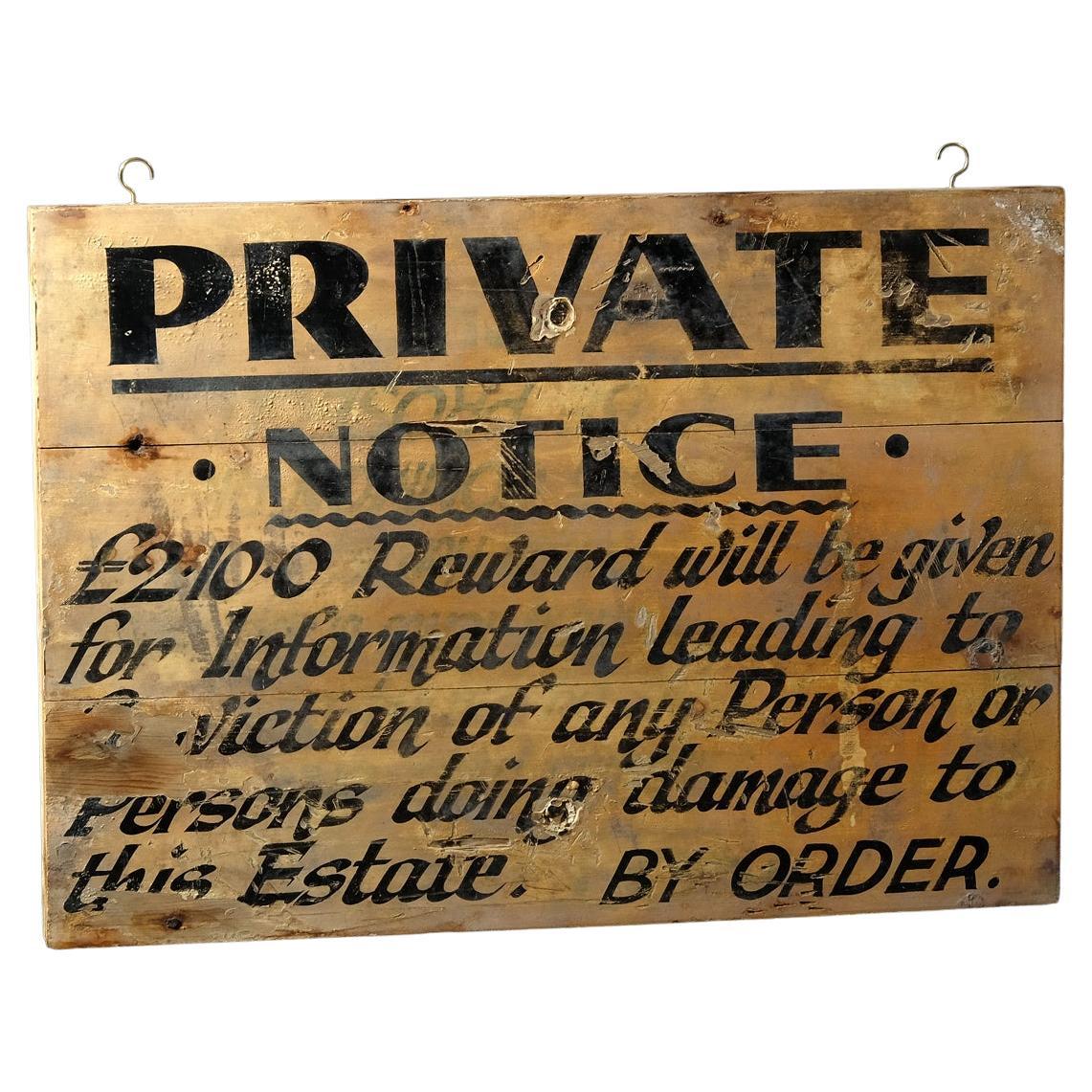 Large Original Hand Painted Sign, English Country Estate, Pine, 19th Century