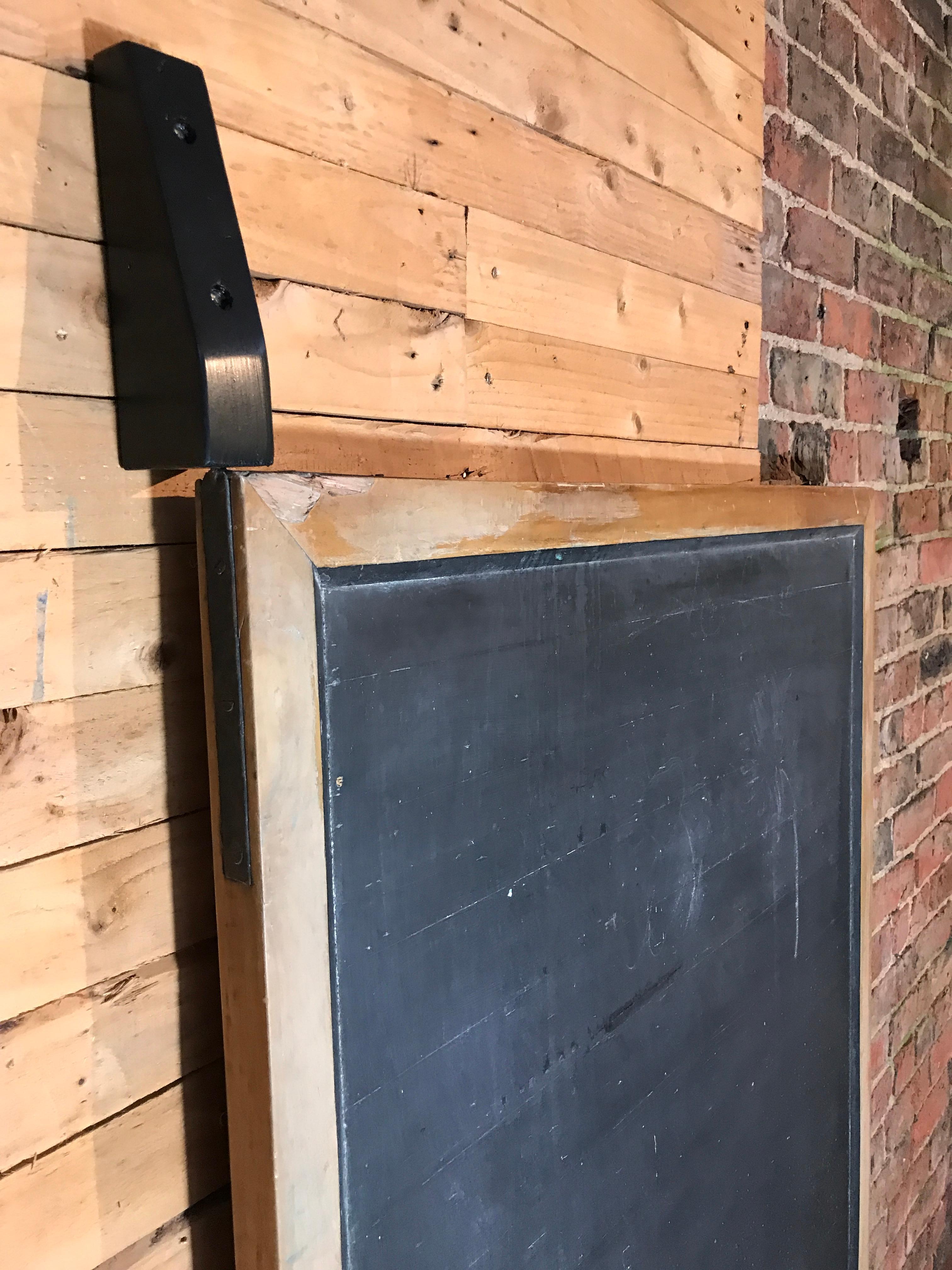 Mid-Century Modern Large Original Industrial Antique Blackboard with Black Wooden Wall Attachment