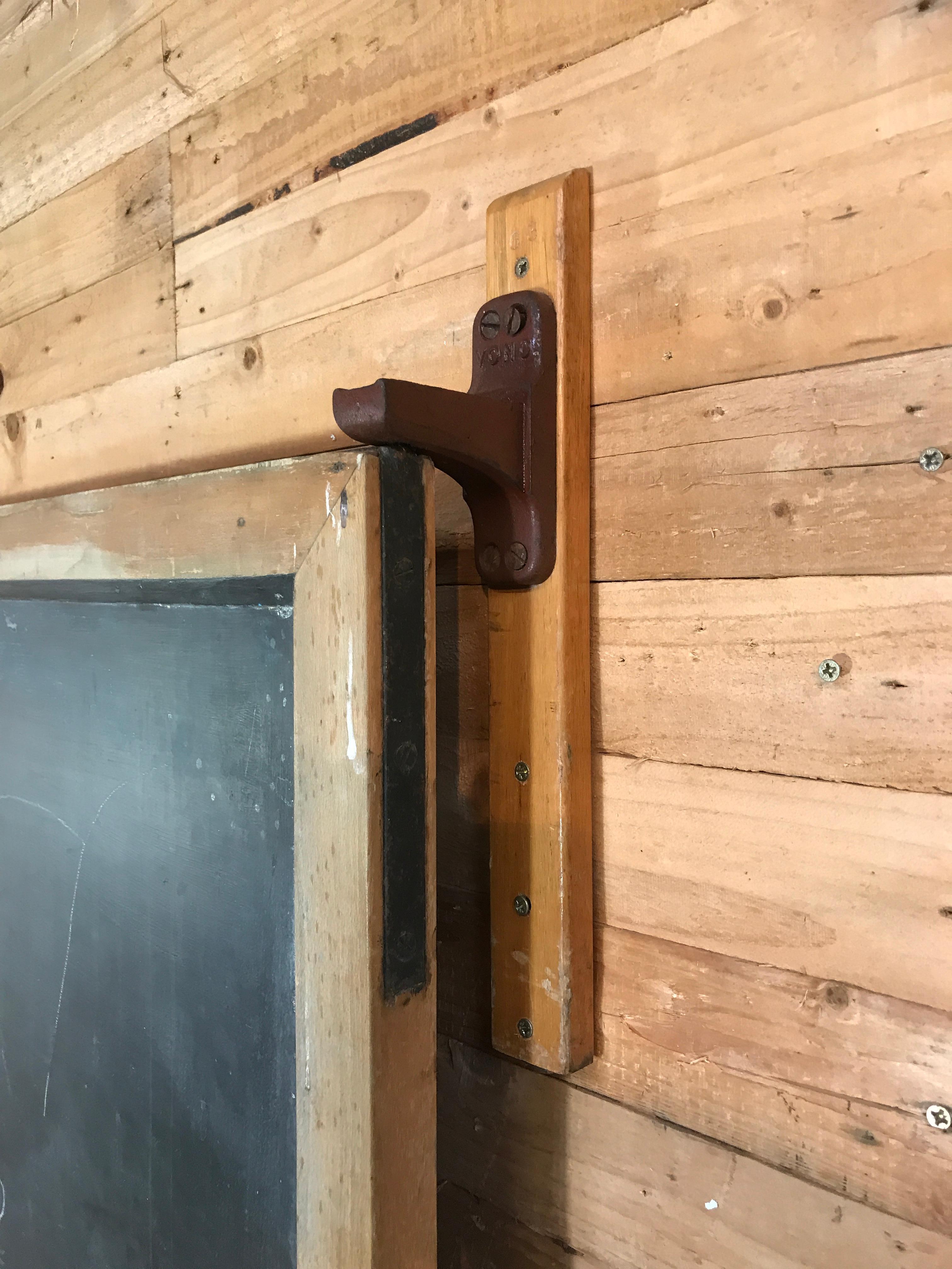 Mid-Century Modern Large Original Industrial Blackboard with Cast Iron Wall Attachment