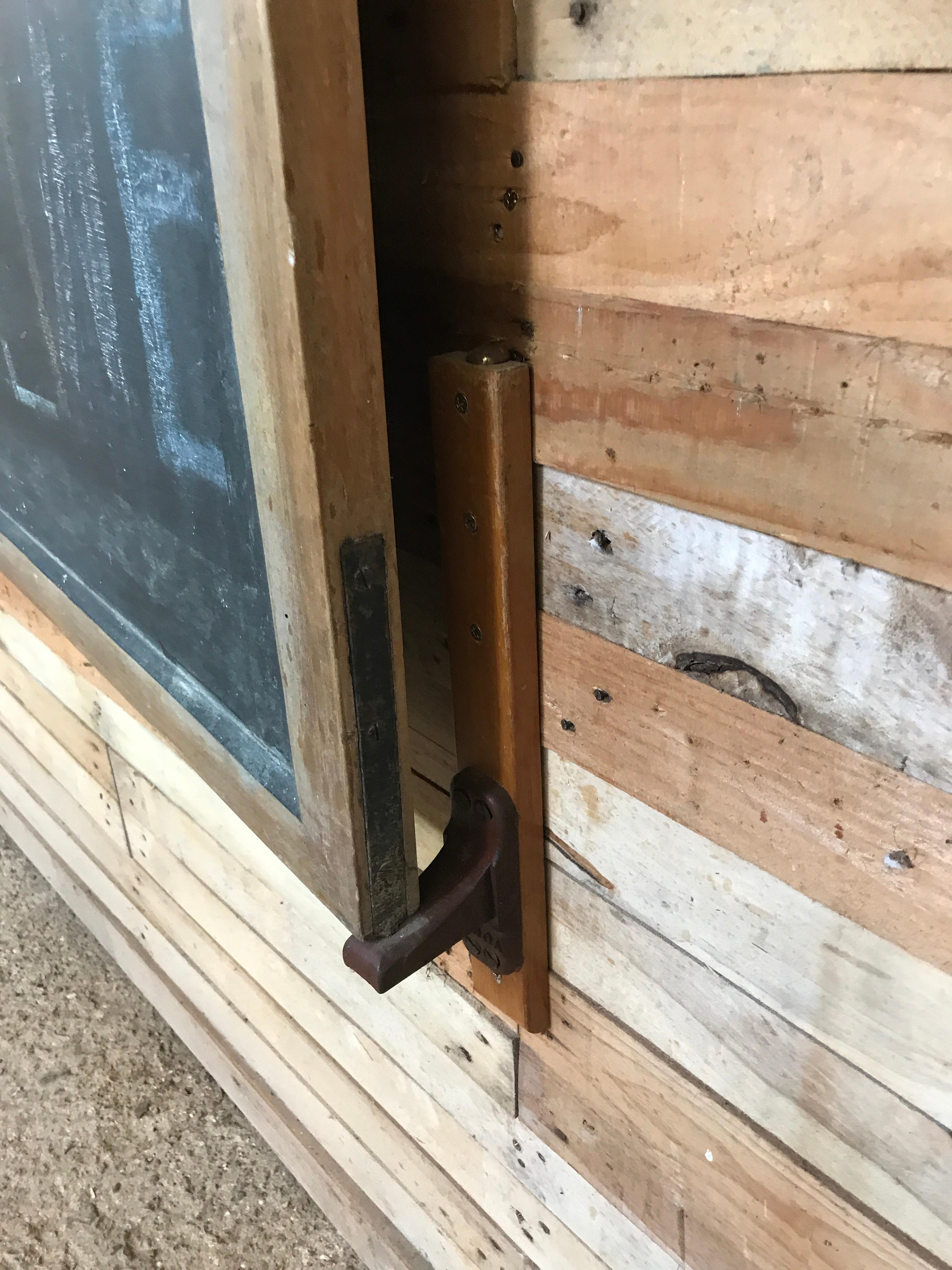 Belgian Large Original Industrial Blackboard with Cast Iron Wall Attachment