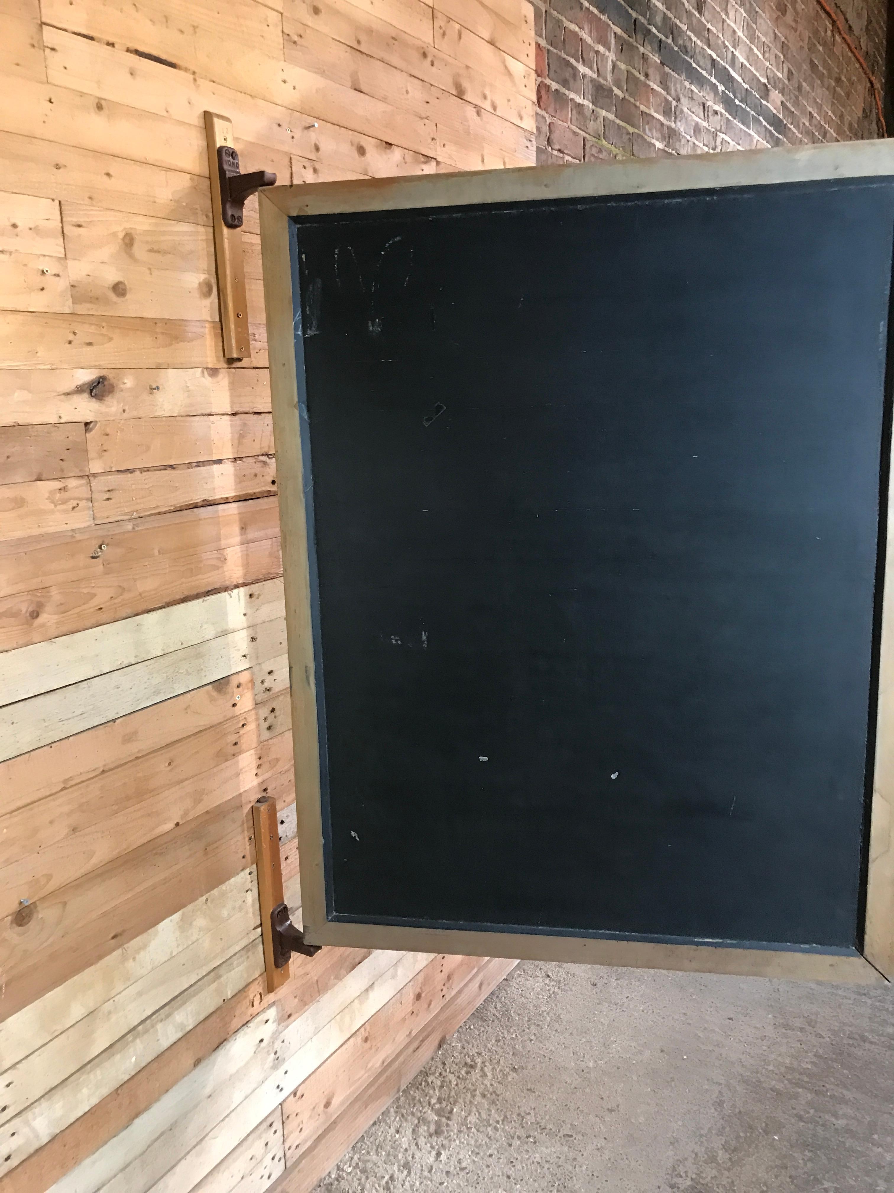 Early 20th Century Large Original Industrial Blackboard with Cast Iron Wall Attachment