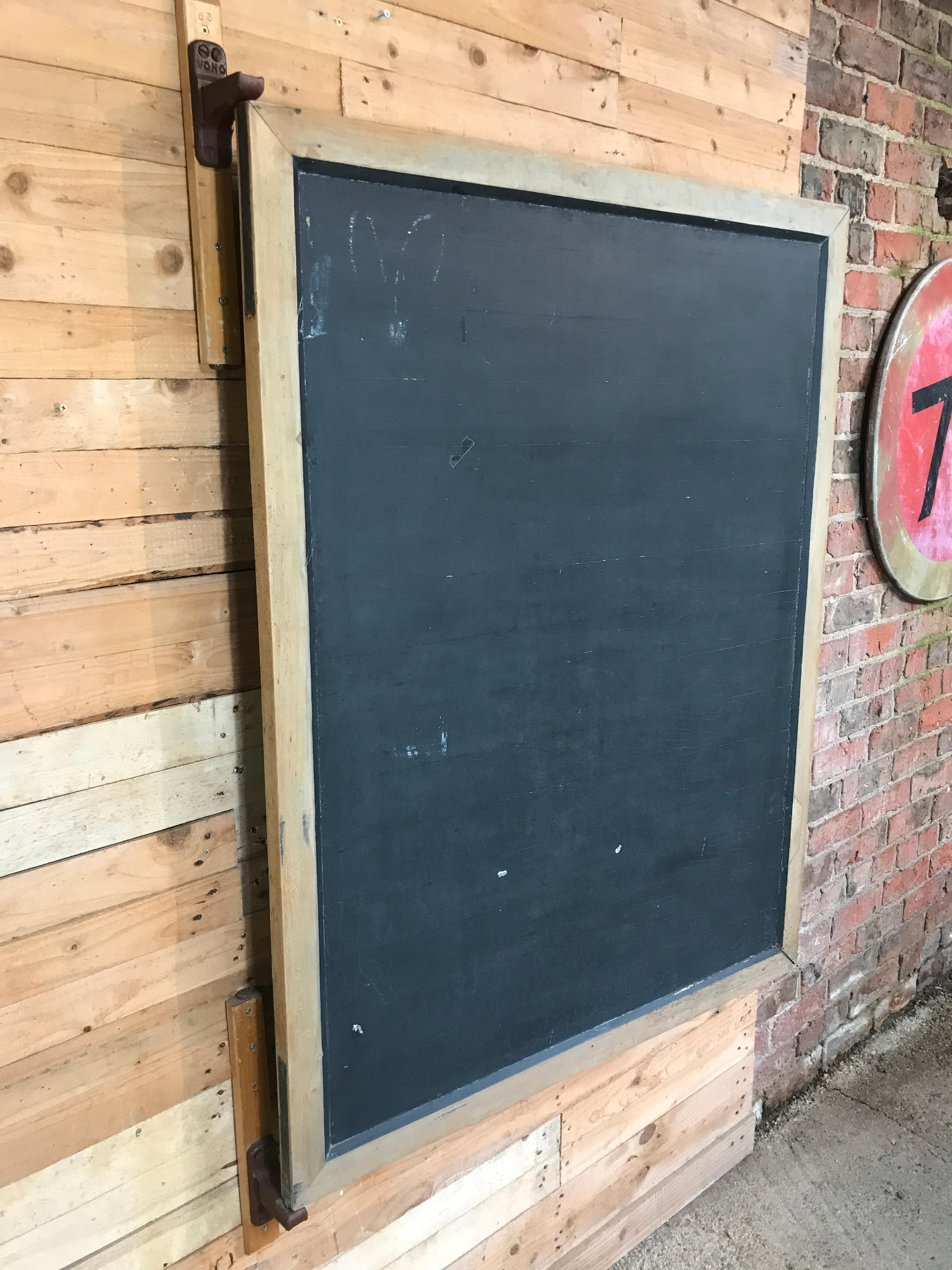 Wood Large Original Industrial Blackboard with Cast Iron Wall Attachment