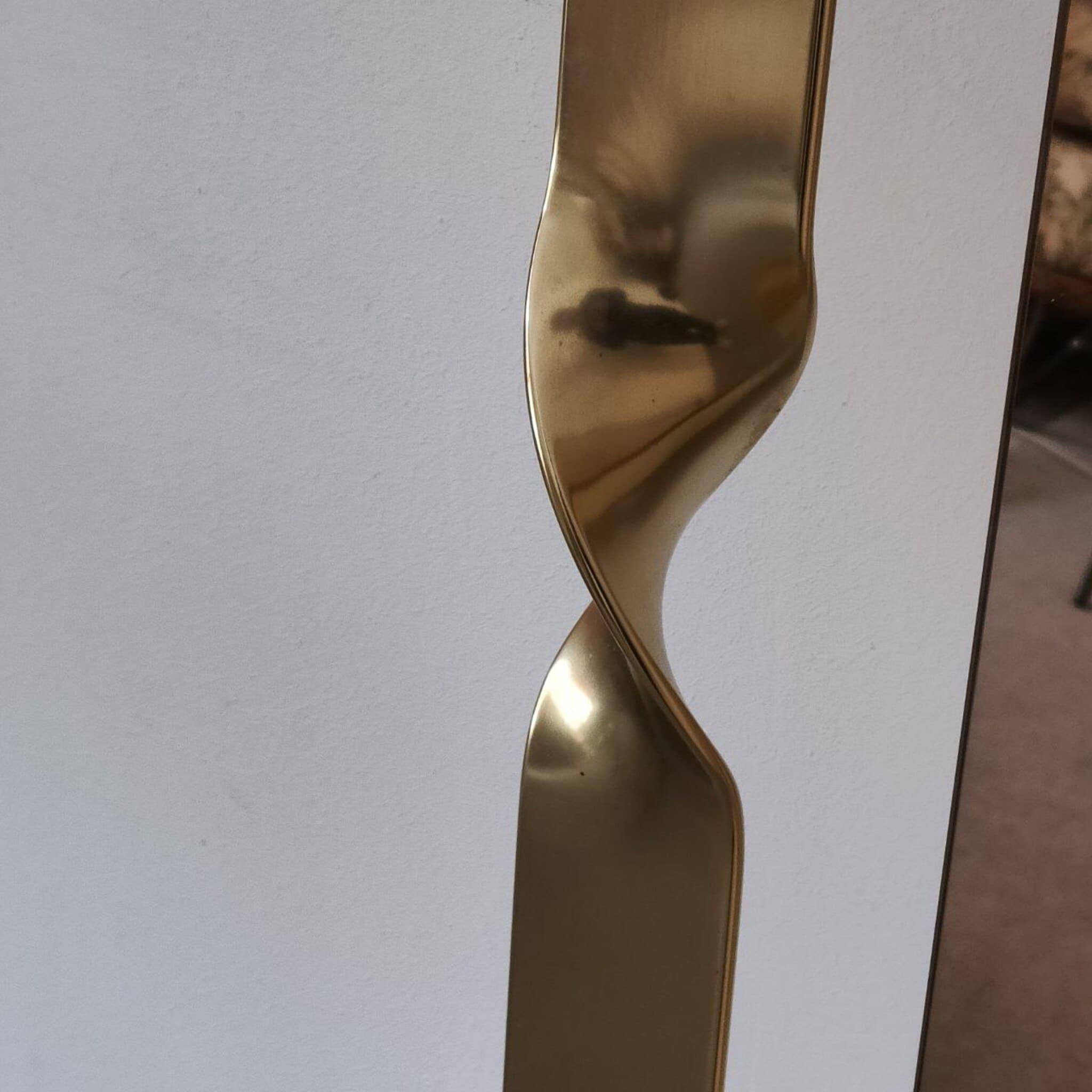 Grand miroir italien original en bronze et laiton de Luciano Frigerio, Italie, 1970 en vente 2