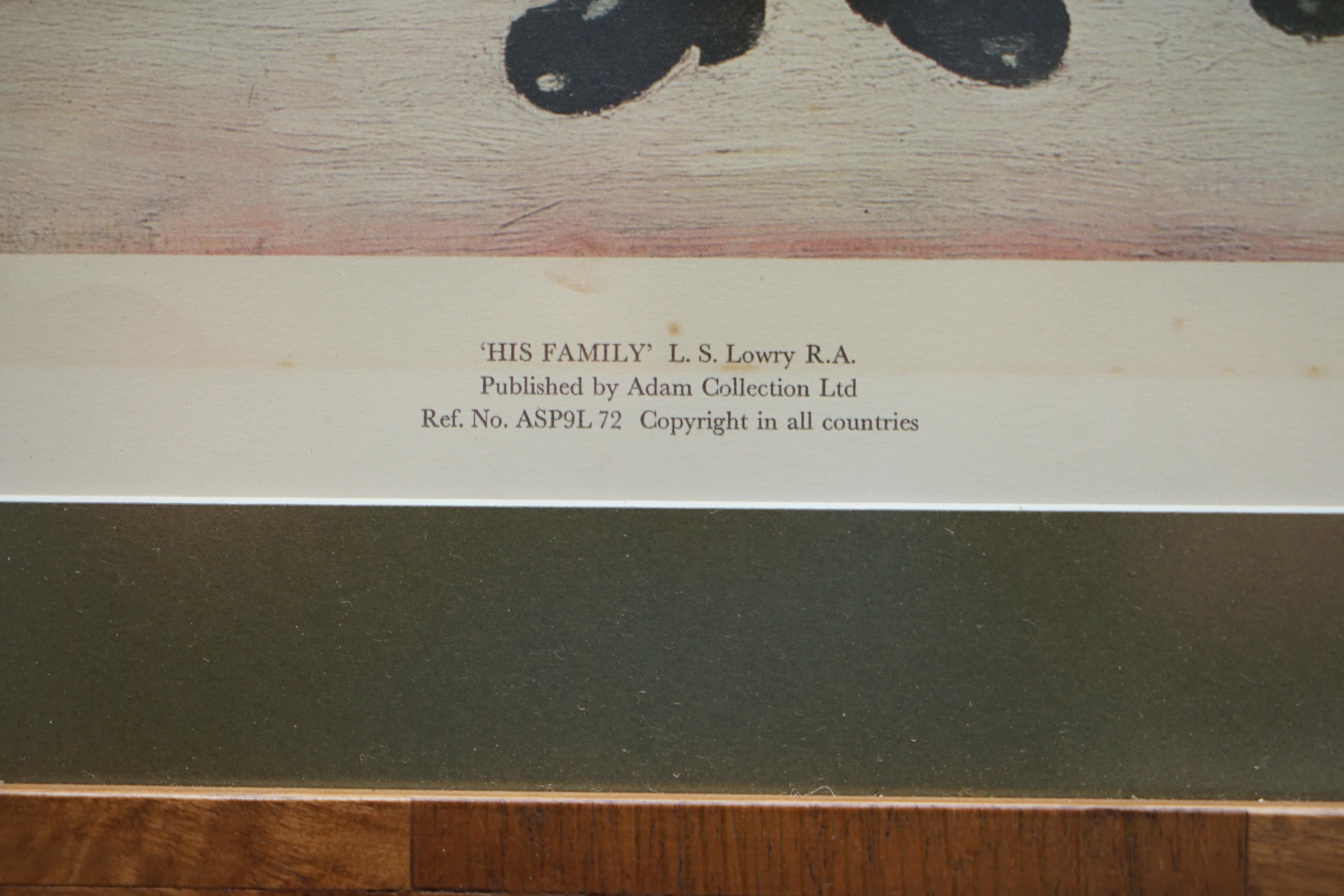 Fin du 20e siècle Grand tirage d'origine L S Lowry His Family signé édition limitée 444/575 en vente