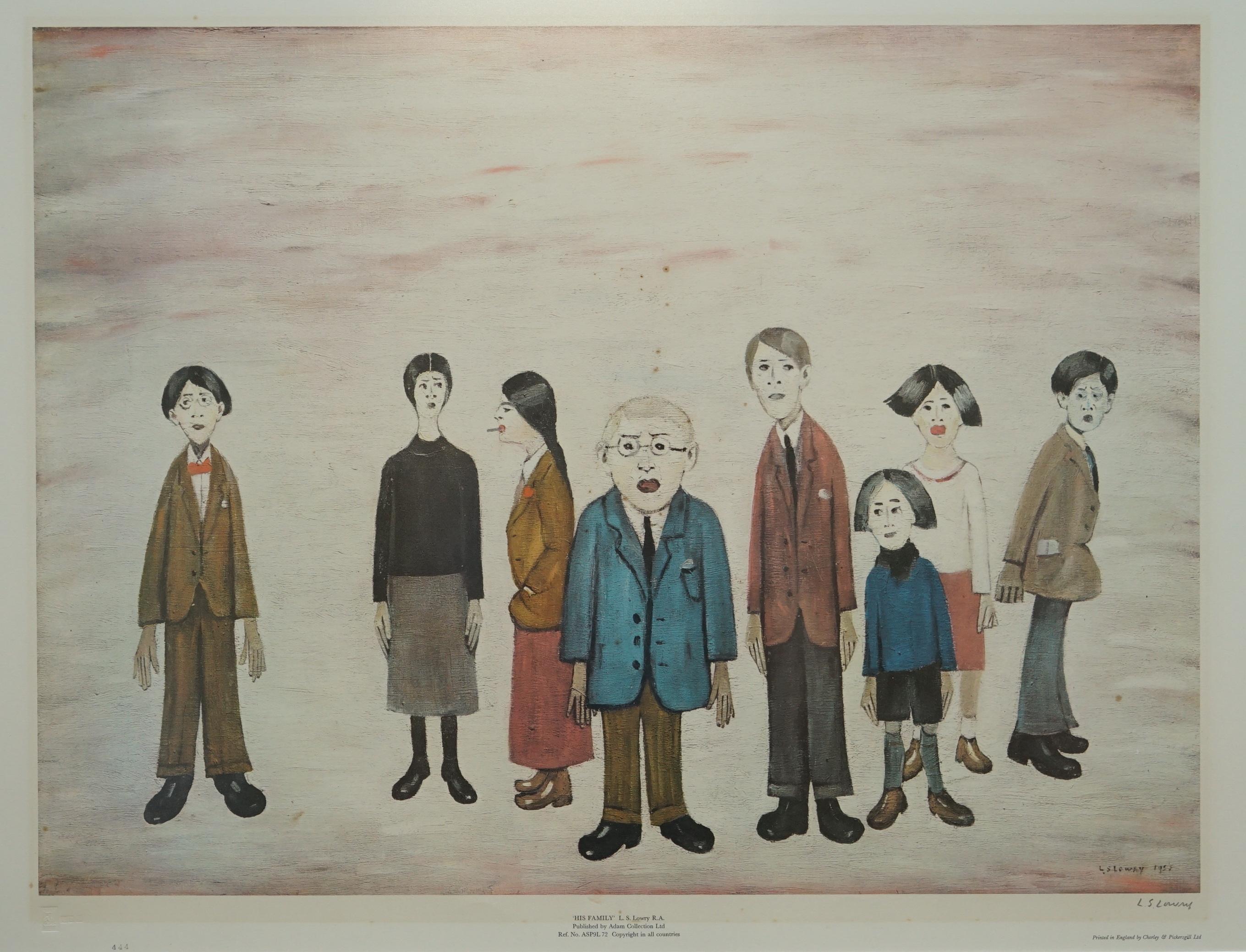 Hand-Crafted Large Original L S Lowry His Family Signed Ltd Edition 444/575 Lithograph Print For Sale