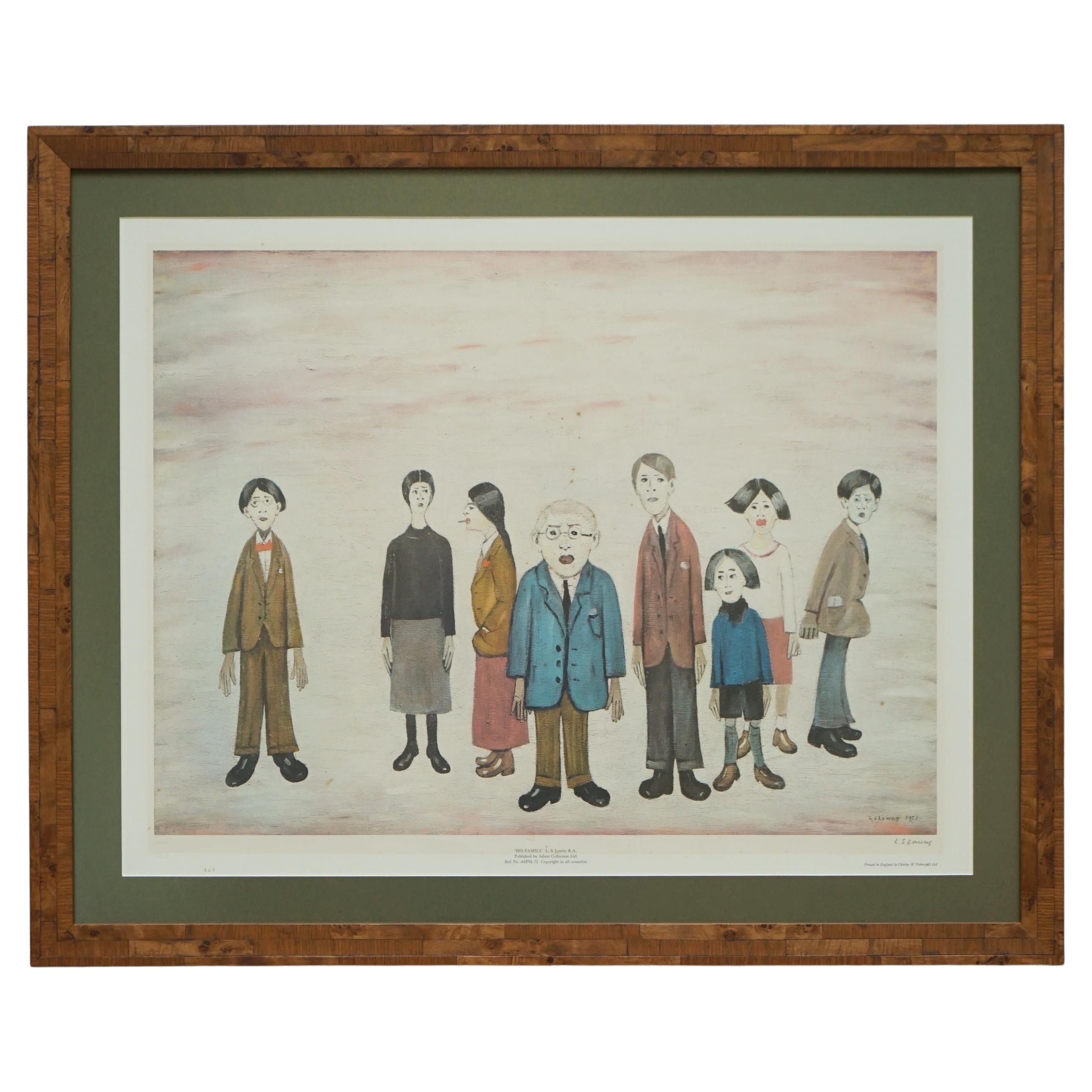 Grand tirage d'origine L S Lowry His Family signé édition limitée 444/575 en vente