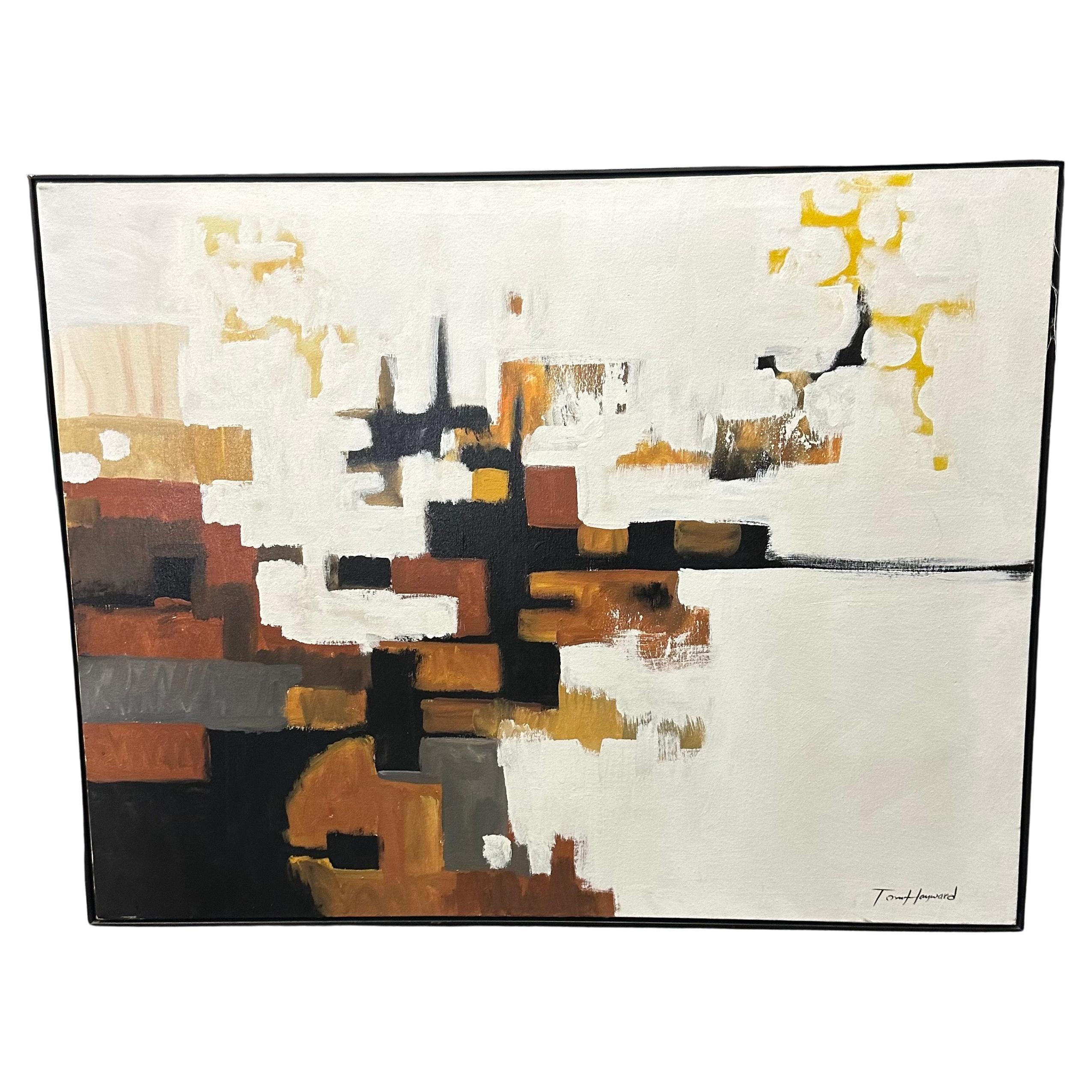 Gran cuadro original MCM Óleo sobre lienzo Pintura abstracta de Tom Hayward clásico estadounidense