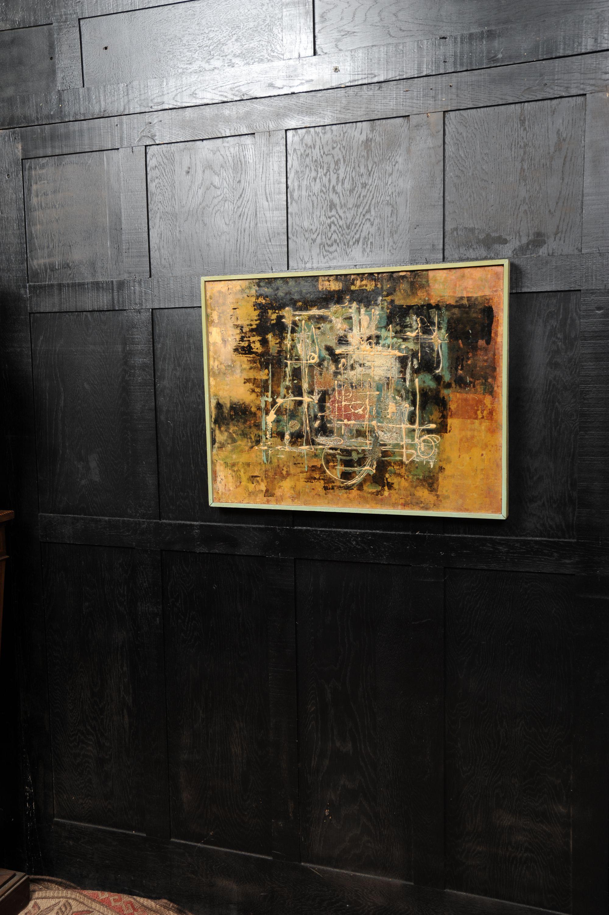English Large Original Midcentury Abstract Oil Painting by William Ernst Burwell, FRSA