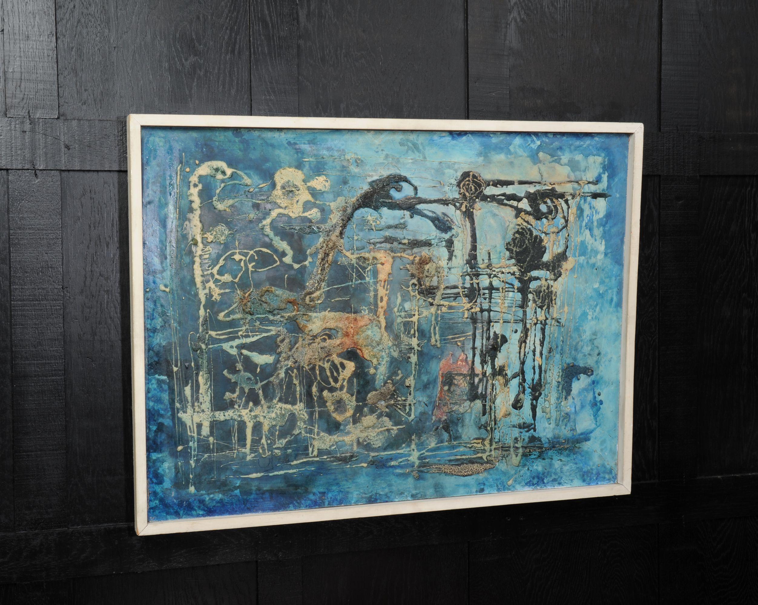 Large Original Midcentury Abstract Oil Painting by William Ernst Burwell, FRSA For Sale 1