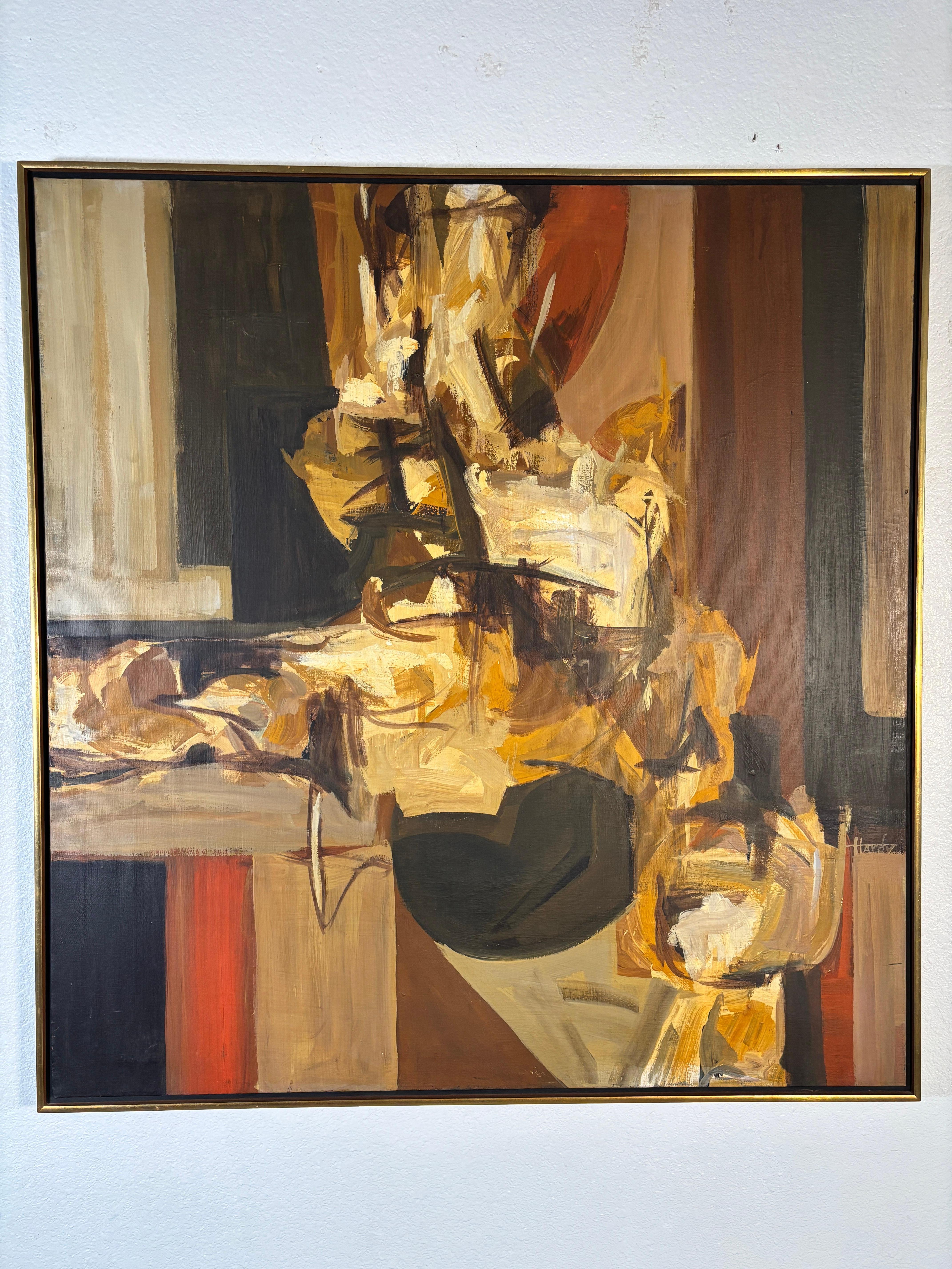 Großes Original Mid Century Modern Abstraktes Gemälde im Angebot 2