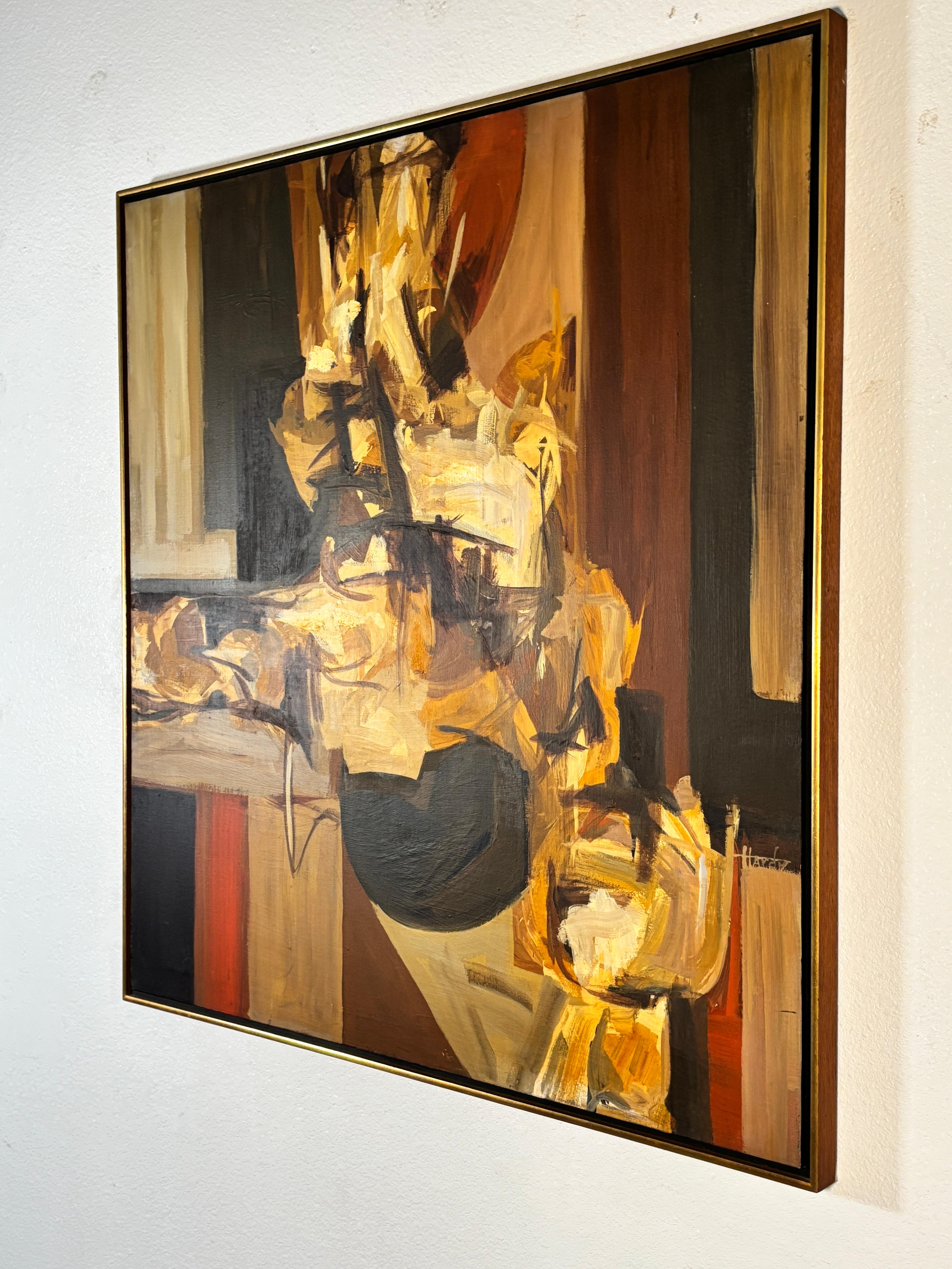 Großes Original Mid Century Modern Abstraktes Gemälde (Handgefertigt) im Angebot