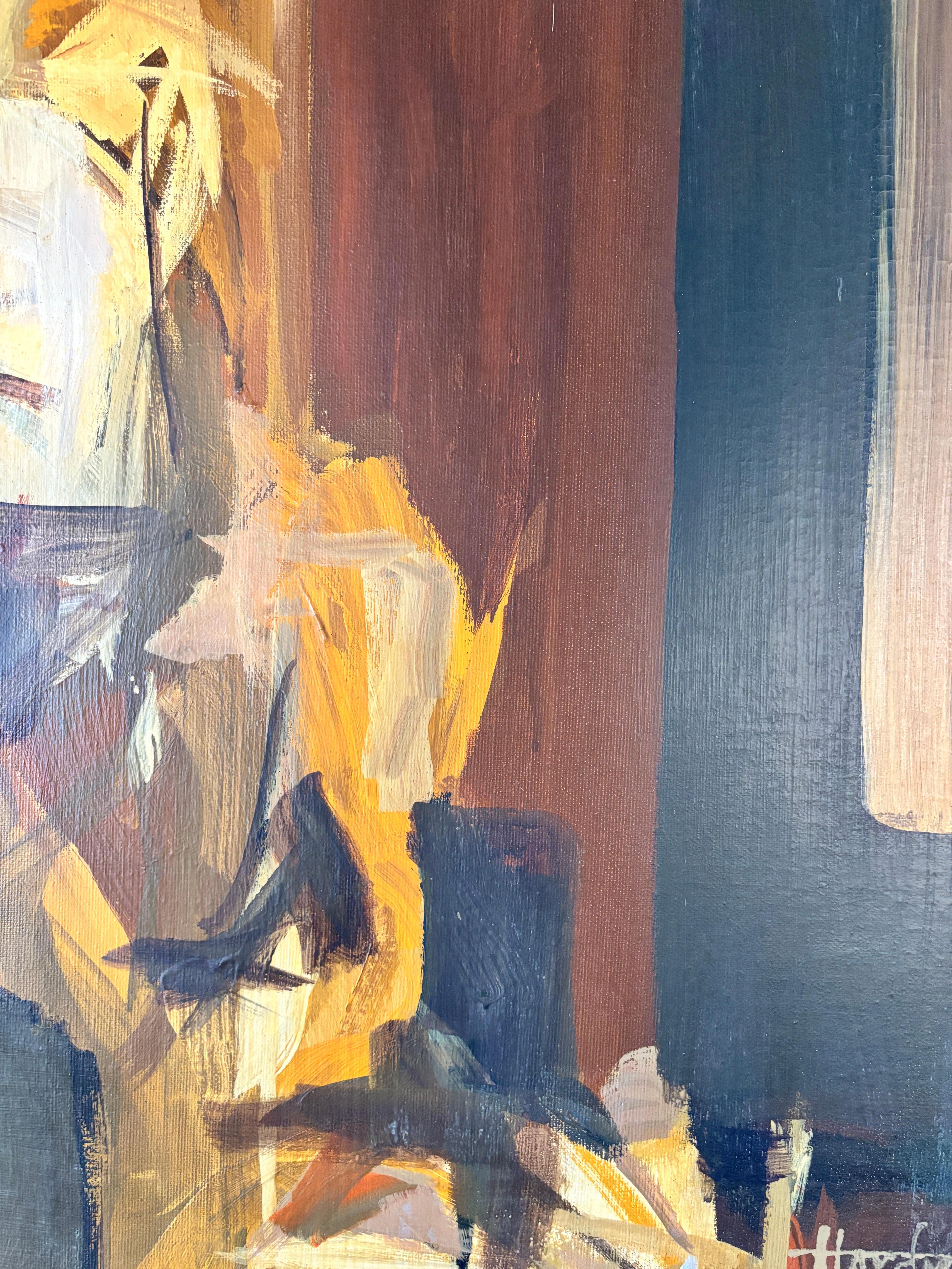 Großes Original Mid Century Modern Abstraktes Gemälde (20. Jahrhundert) im Angebot