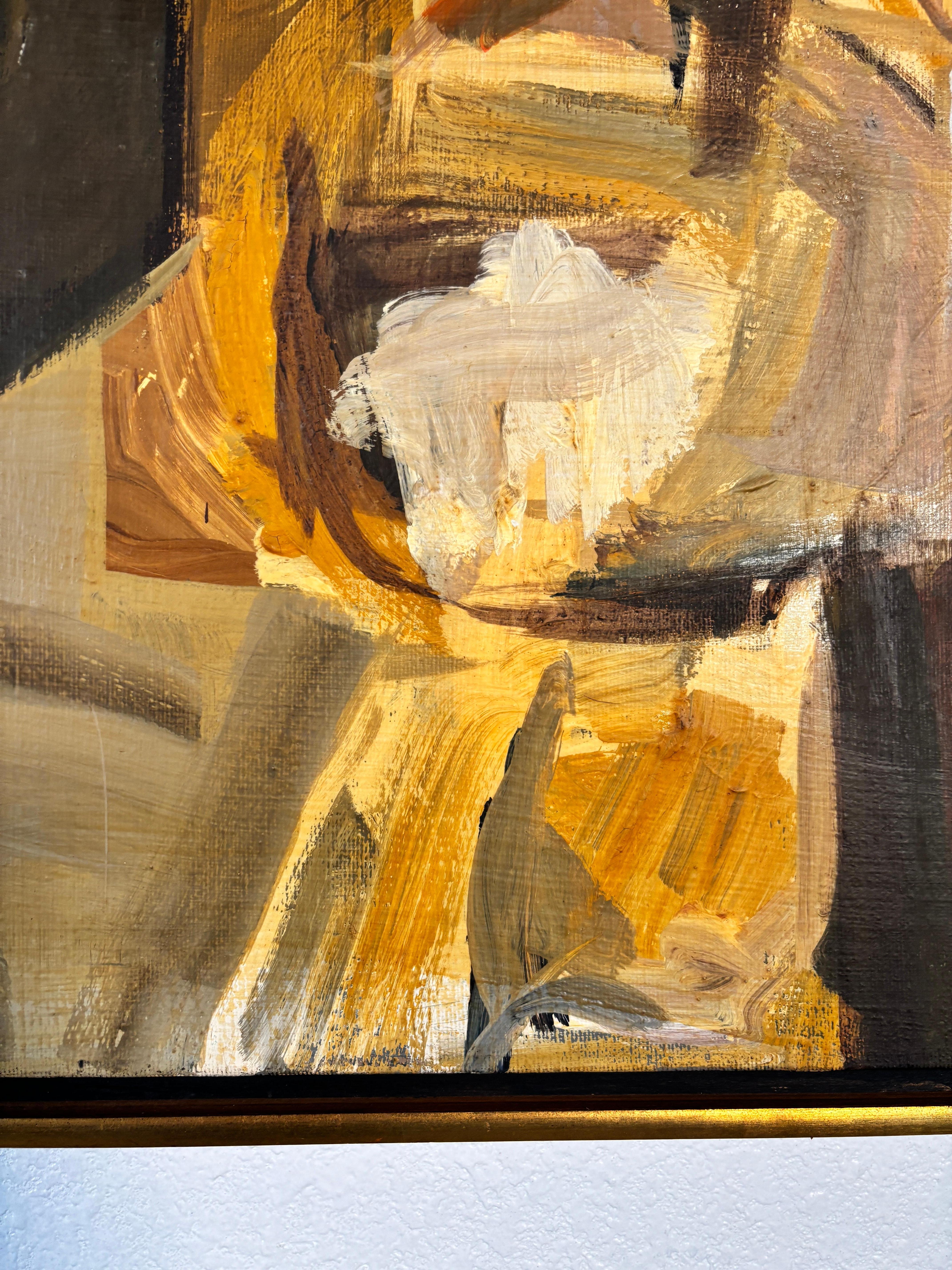 Großes Original Mid Century Modern Abstraktes Gemälde (Holz) im Angebot