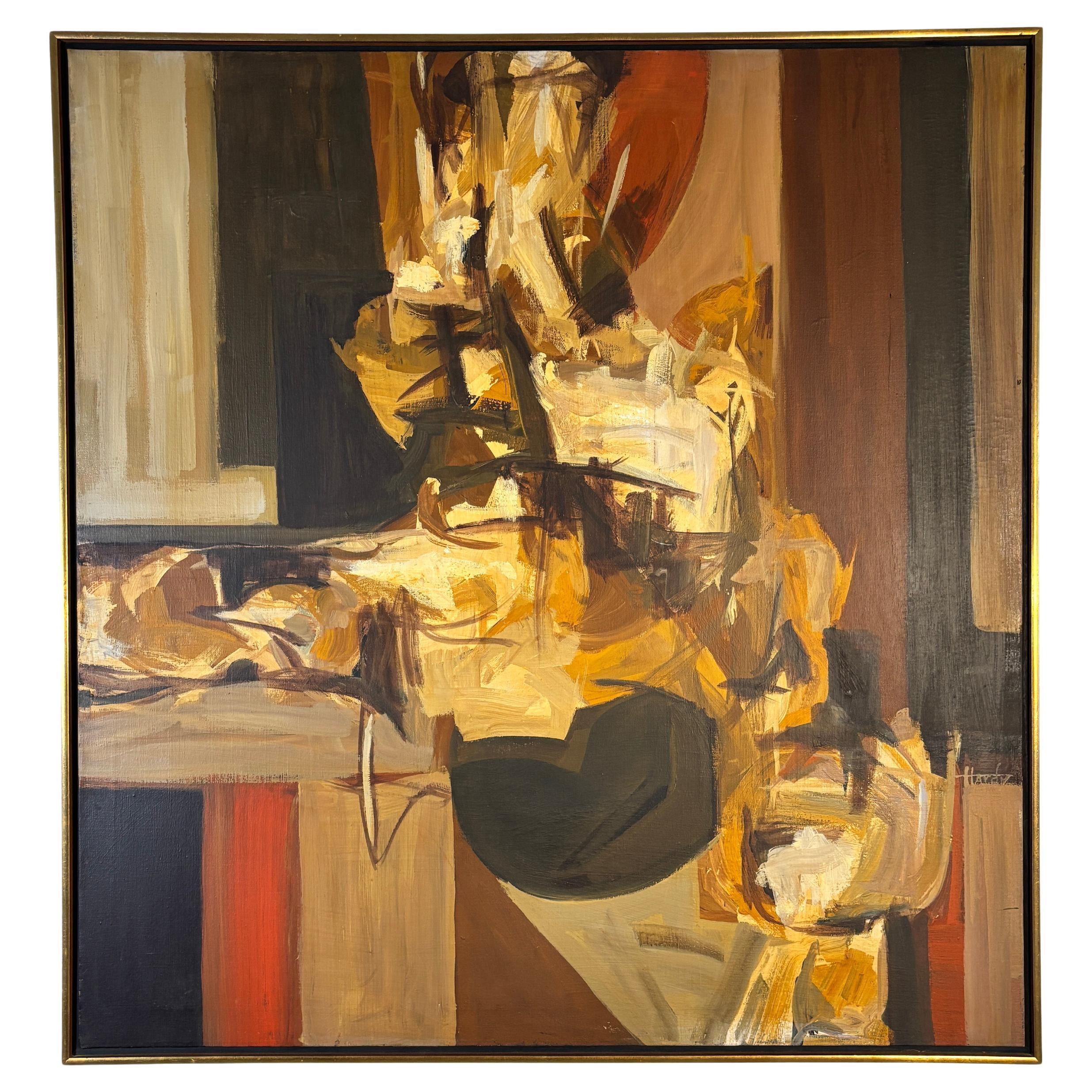 Großes Original Mid Century Modern Abstraktes Gemälde