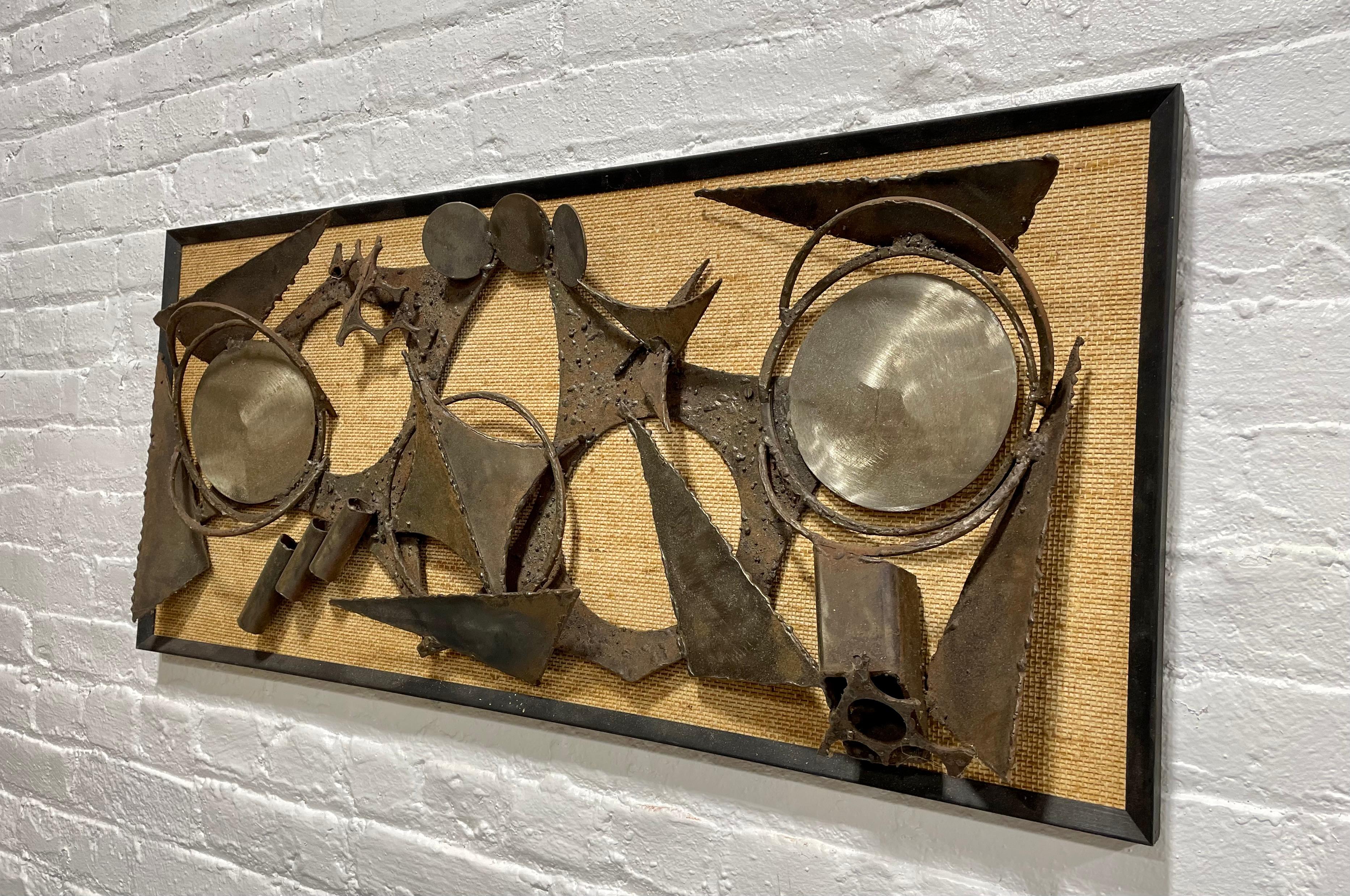 LARGE Original gerahmte BRUTALIST-Kunstwerkstatt, fertig zum Hängen, Mid-Century Modern (Metall) im Angebot