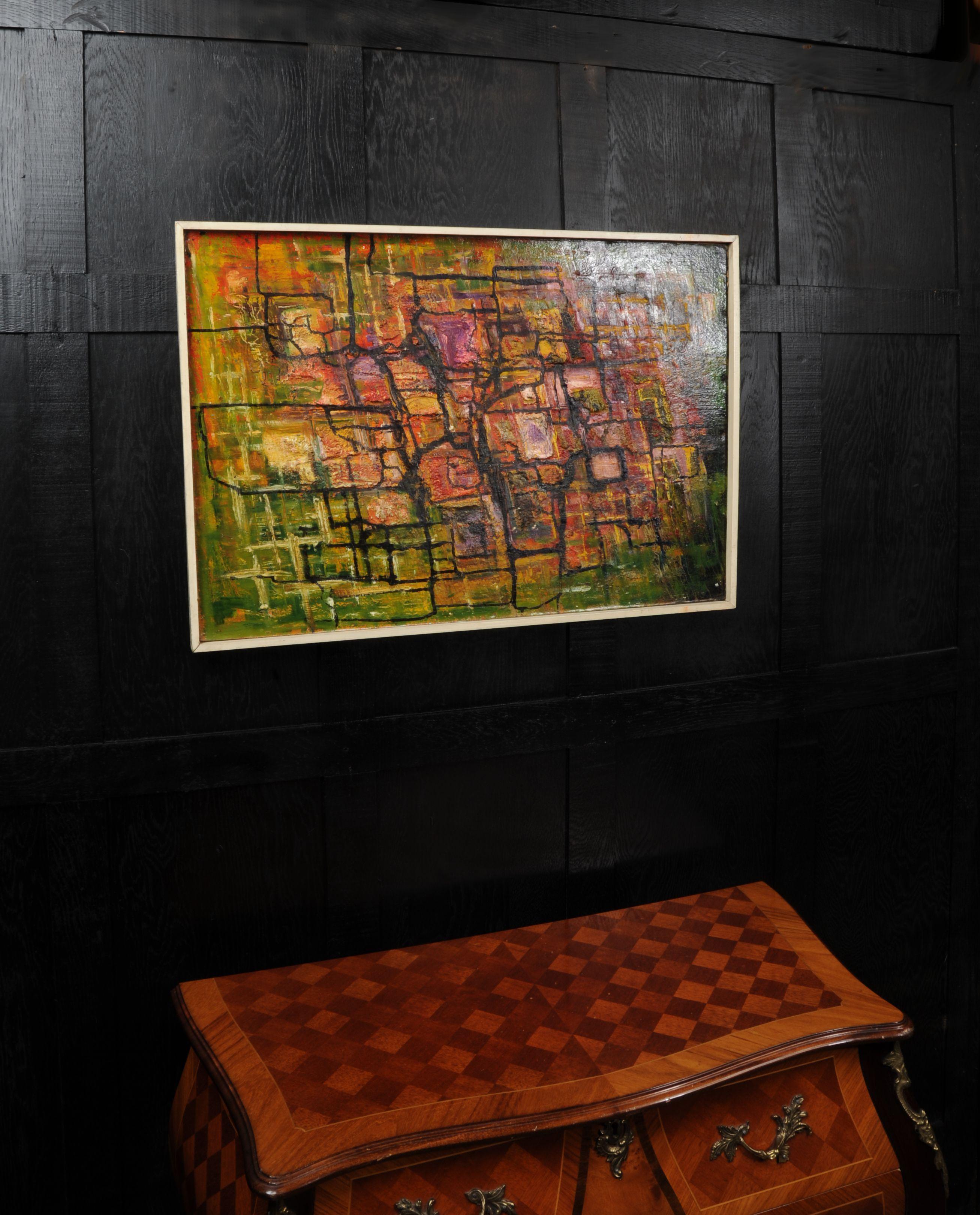 English Large Original Midcentury Abstract Oil Painting by William Ernst Burwell, FRSA For Sale