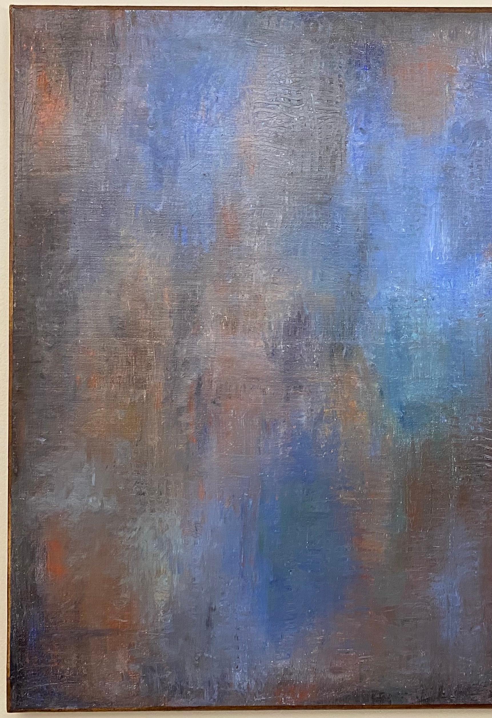 Large Blue Abstract Oil on Canvas Painting by C. Azuelos In Good Condition For Sale In Miami, FL