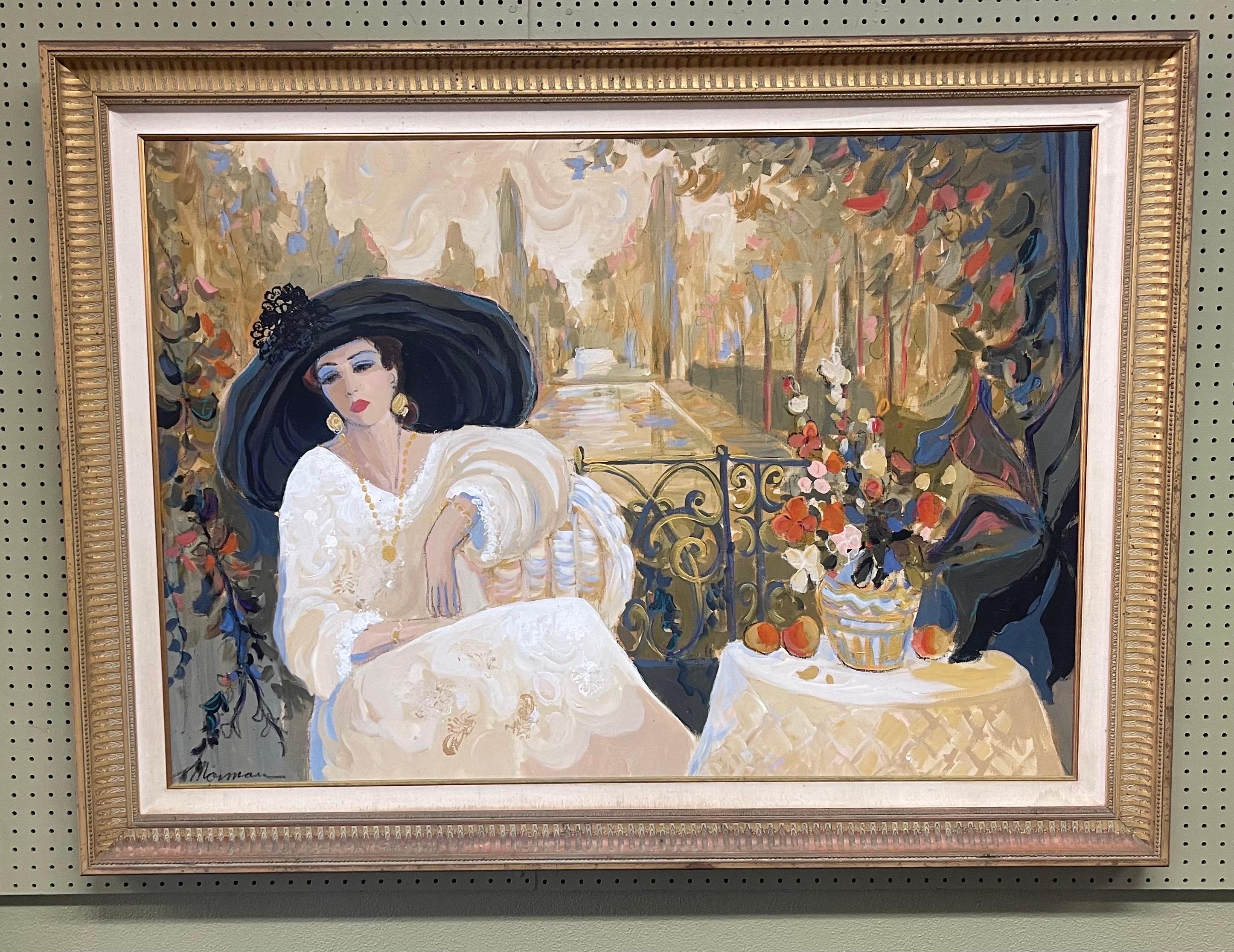 Américain Grande peinture originale à l'huile sur toile d'Isaac Maimon en vente