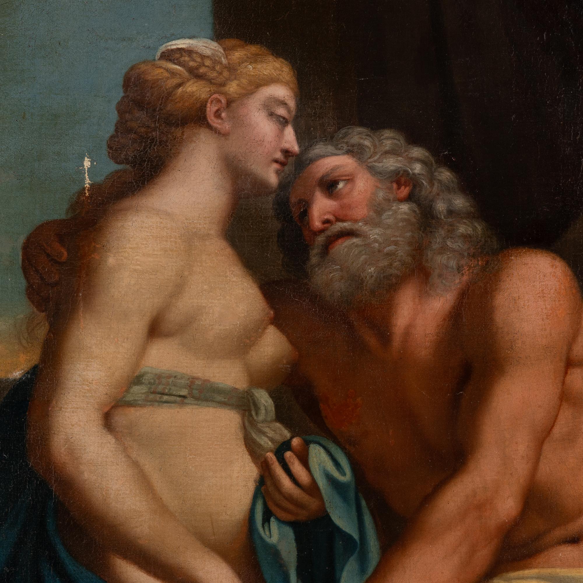 Large Original Oil on Canvas Painting of Zeus and Hera, Italy circa 1700's For Sale 4