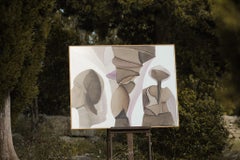 Grande peinture originale à l'huile sur panneau de Guy Dessauges, artiste suisse, 1977