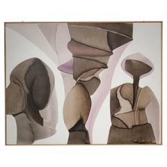 Grande peinture originale à l'huile sur panneau de Guy Dessauges, artiste suisse, 1977