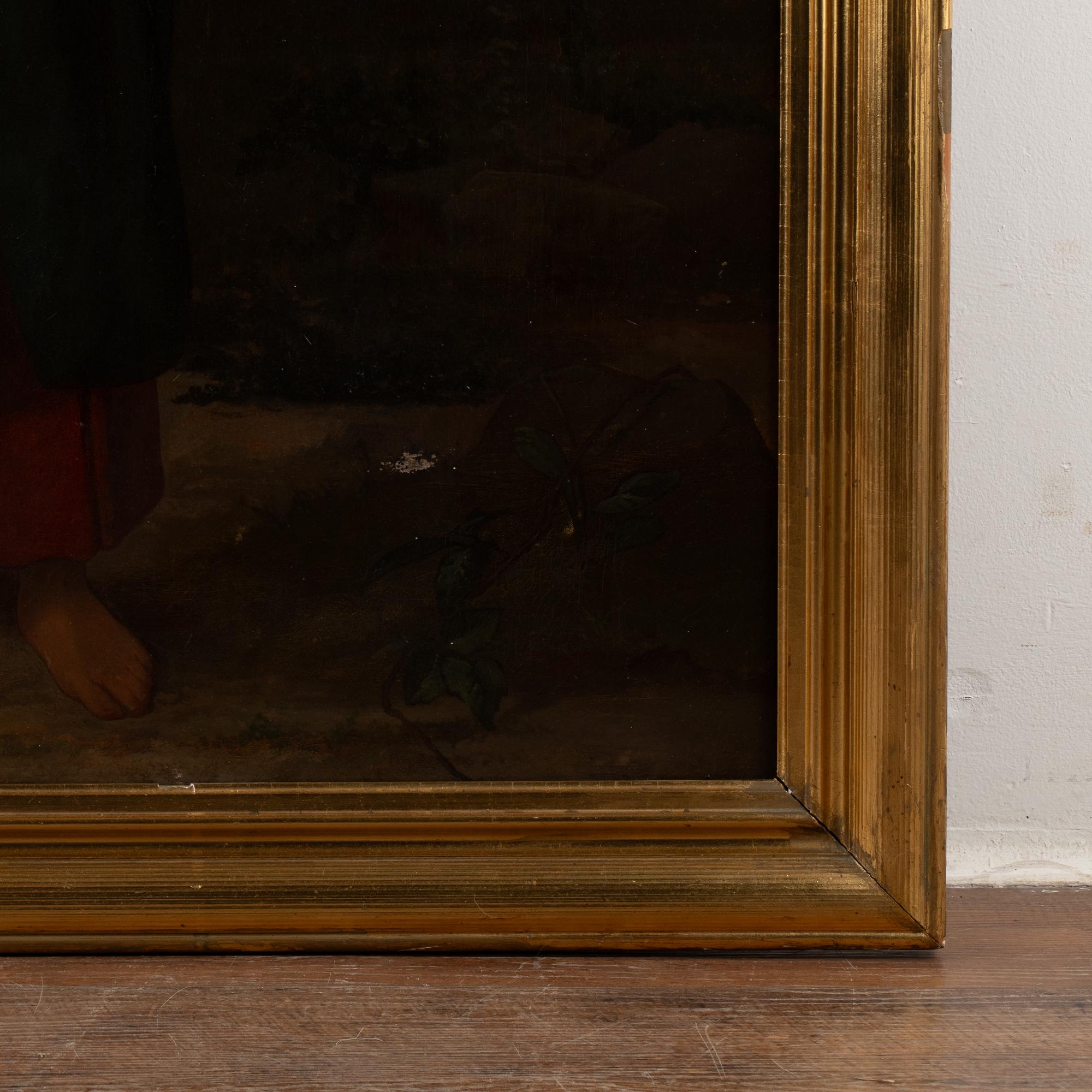 Large Original Oil Painting of Christ as The Good Shepherd, Denmark circa 1880 5