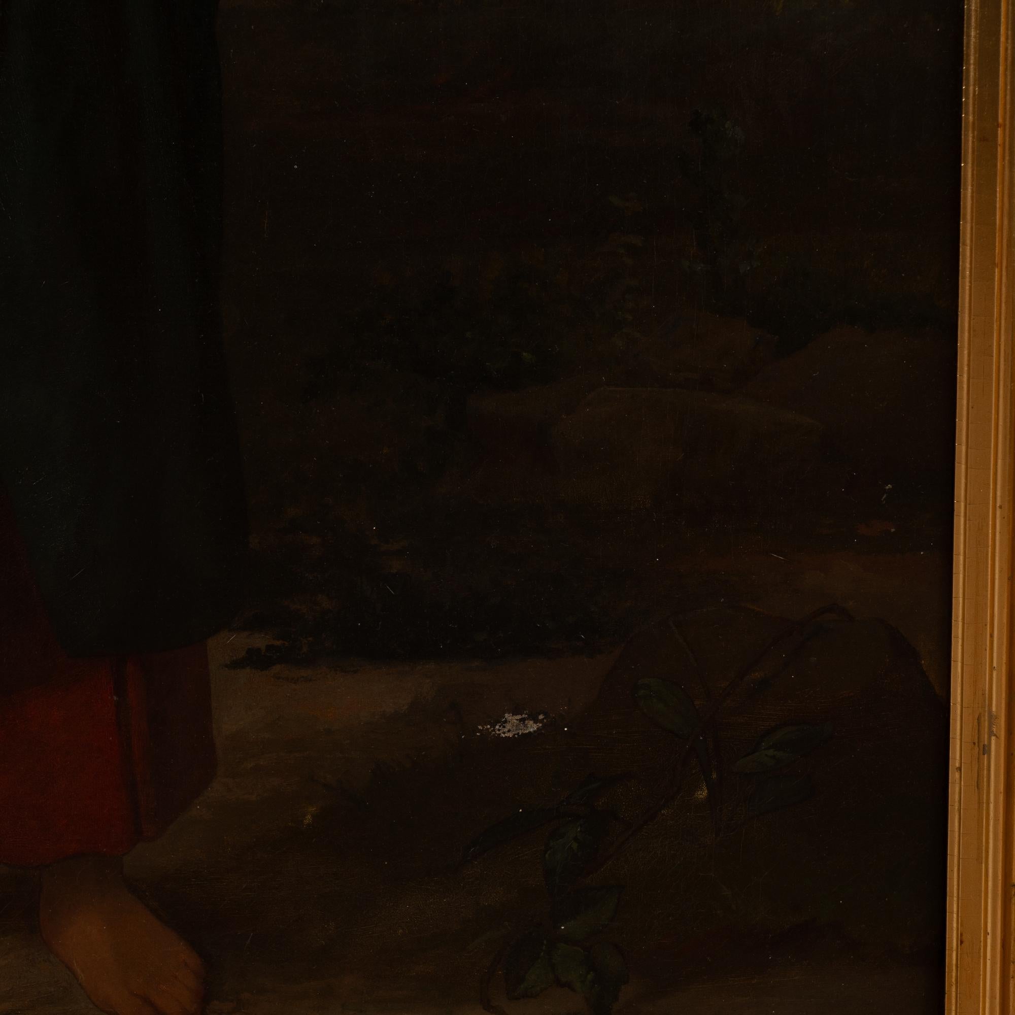 Large Original Oil Painting of Christ as The Good Shepherd, Denmark circa 1880 3