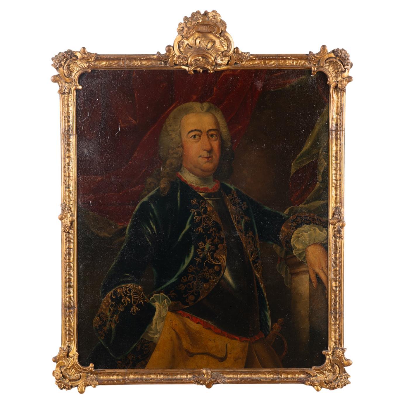 Large Original Oil Portrait Painting of Gentleman, France circa 1770-1800 For Sale