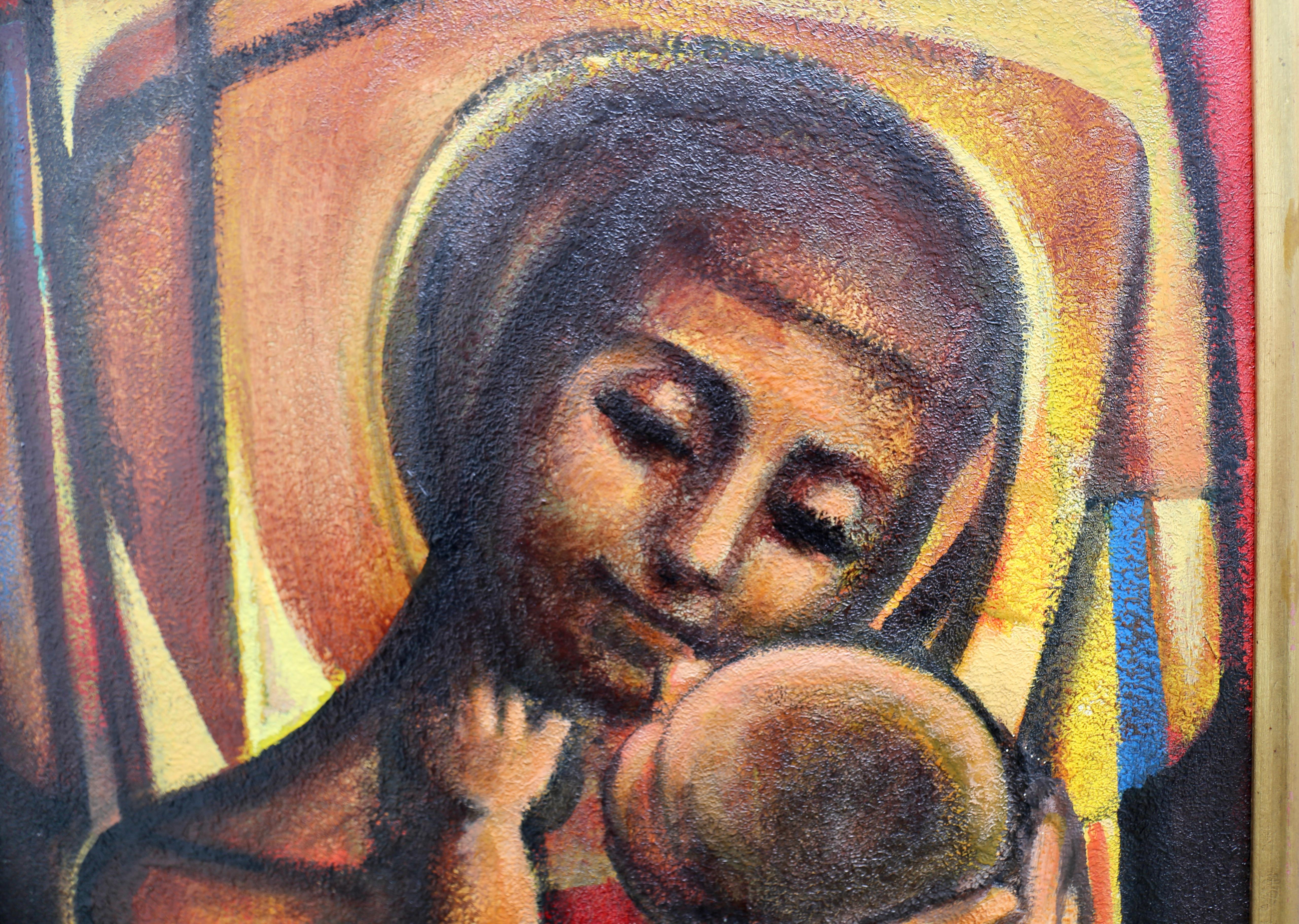 Large Original Painting of the Madonna and Child, circa 1970s  For Sale 5